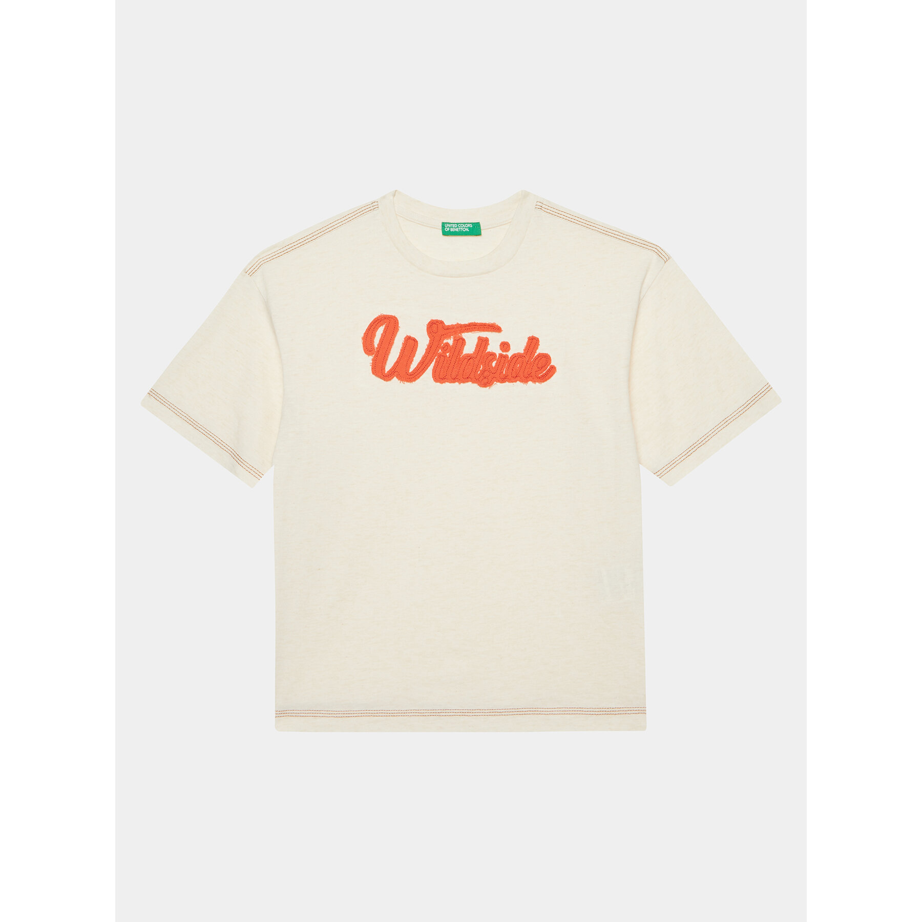 United Colors Of Benetton T-Shirt 3GDXC10HG Εκρού Oversize