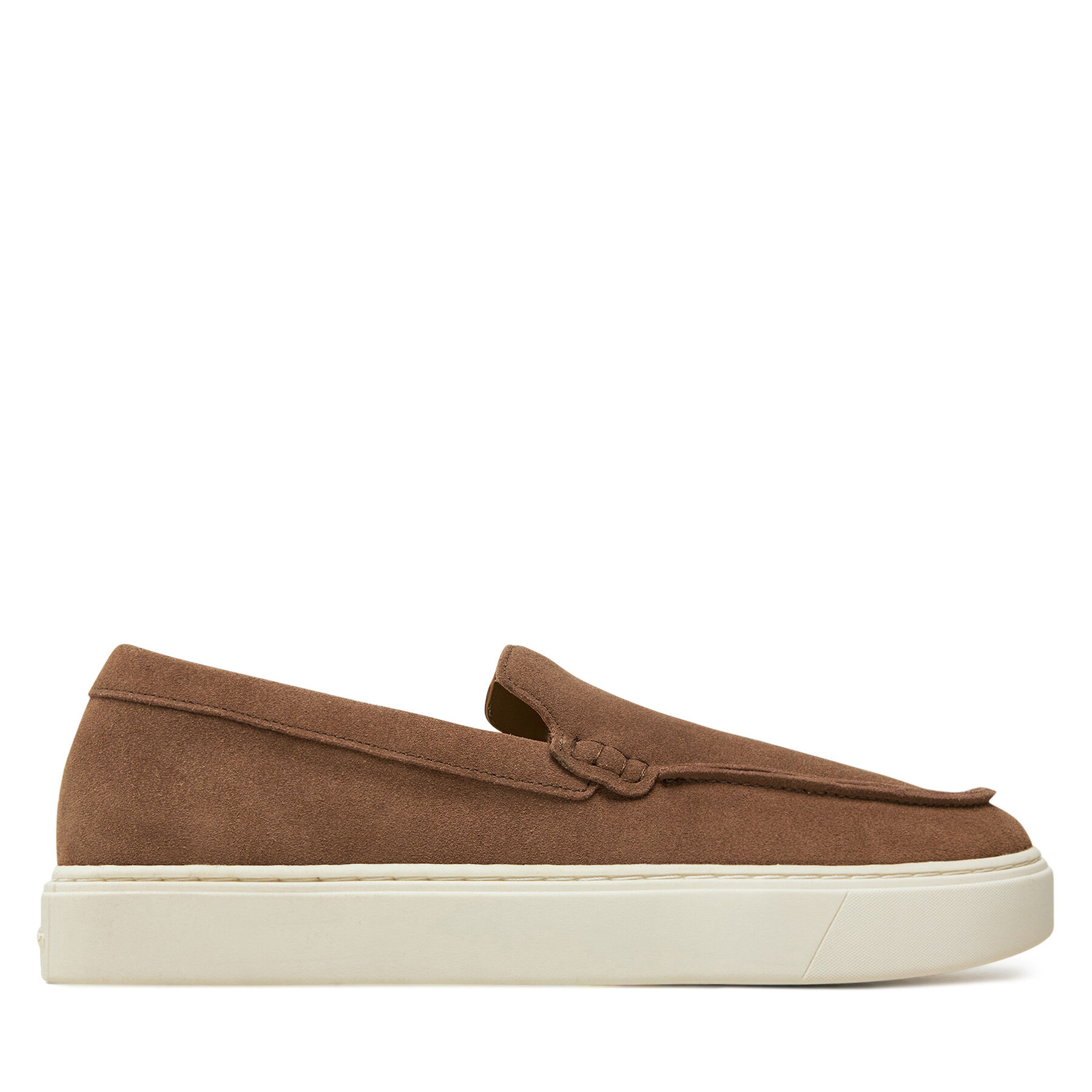 Męskie Półbuty Calvin Klein, Rozmiar 46 Brązowy Moccasin Suede HM0HM01794