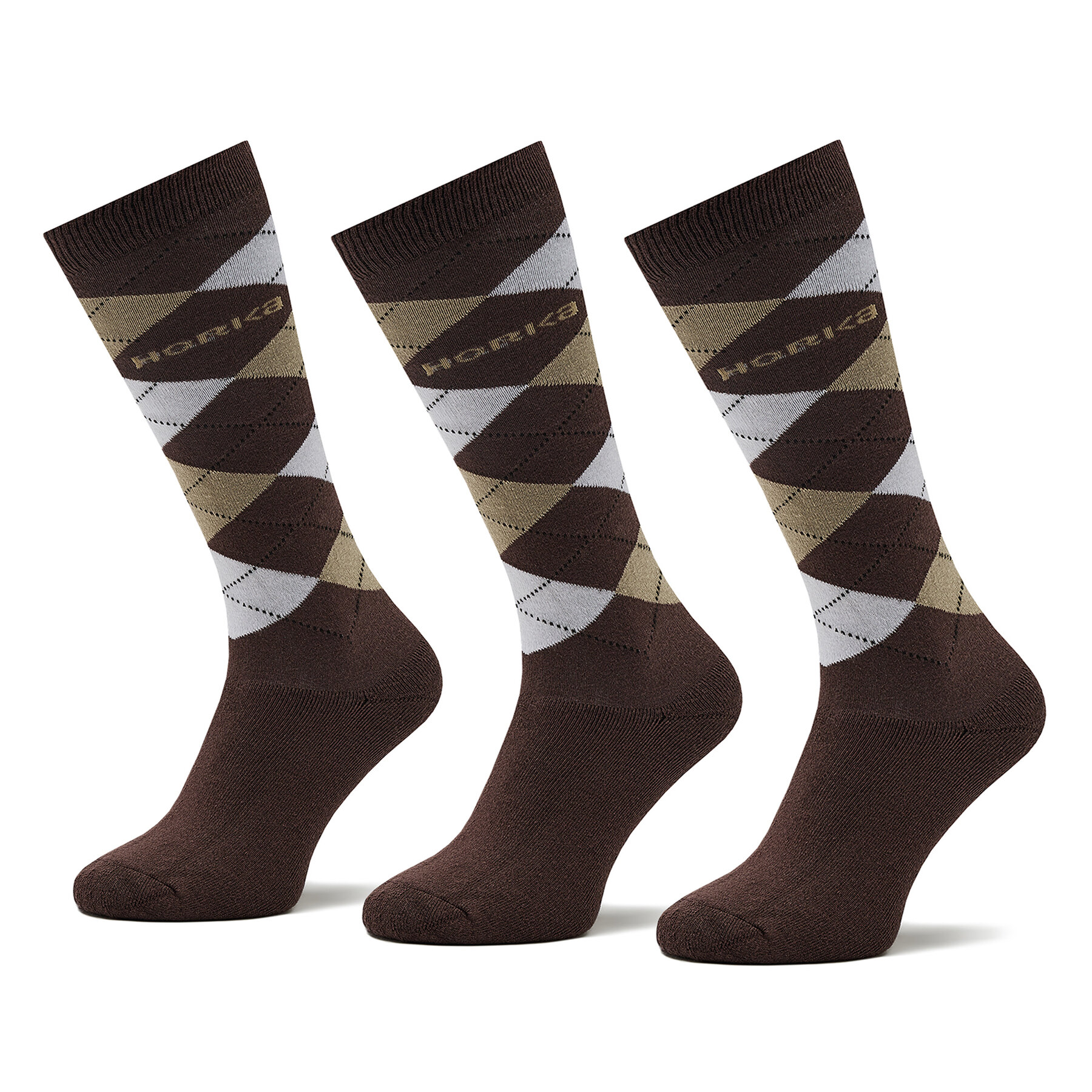 Lot de 3 paires de chaussettes hautes unisexe Horka Riding Socks 145450 Marron