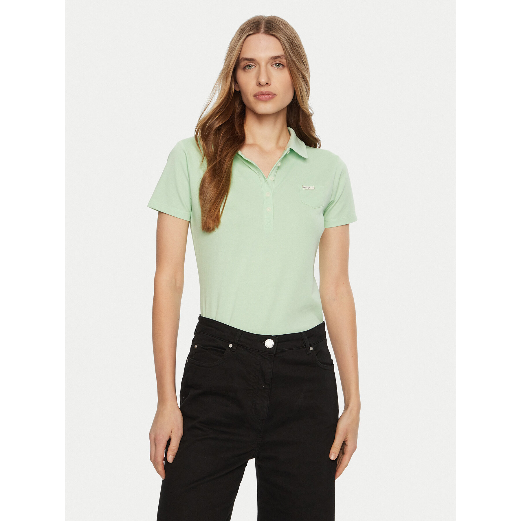 Guess Polo marškinėliai W5RP47 KARS2 Žalia Regular Fit