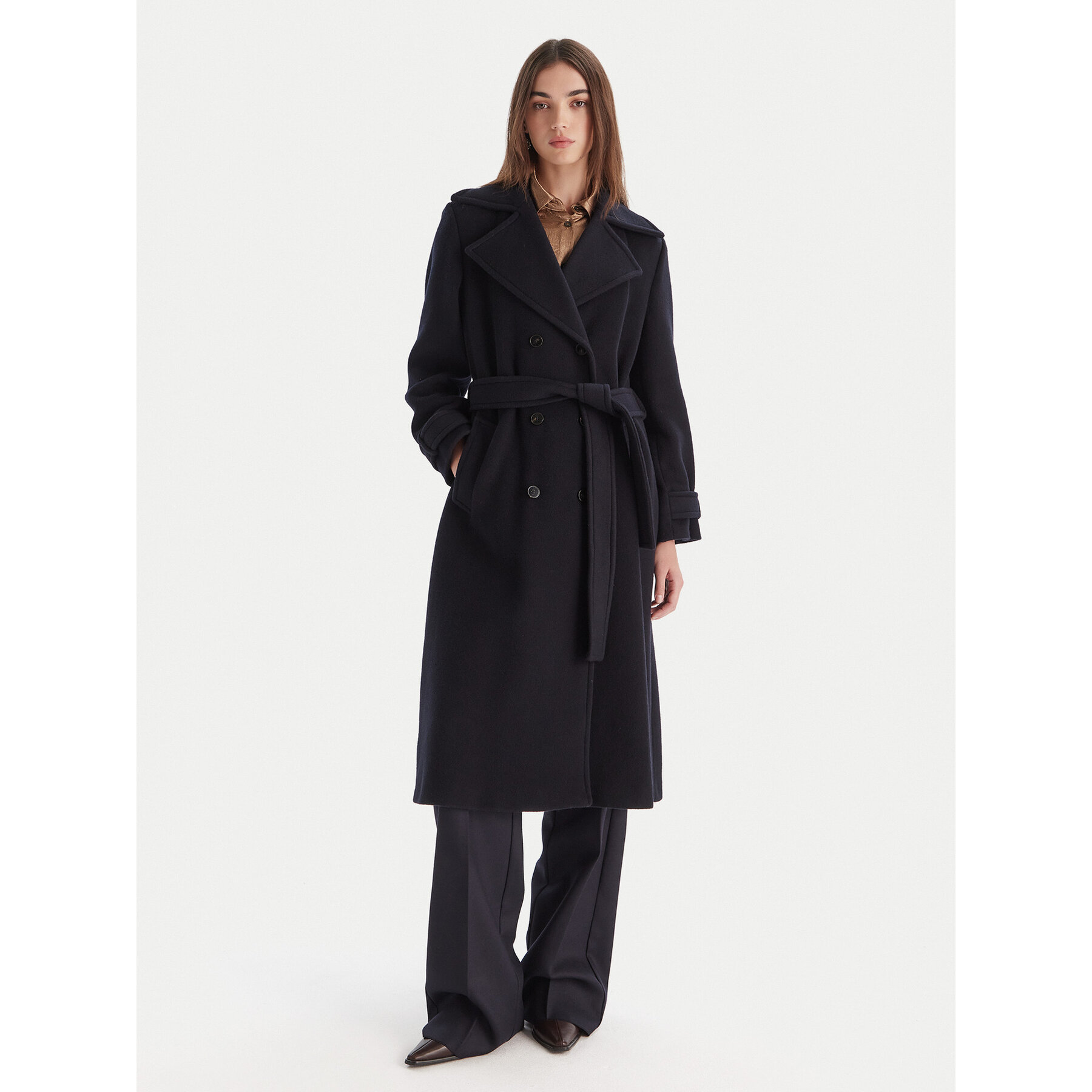 Marella Wollmantel Balcone 2523016112 Dunkelblau Regular Fit