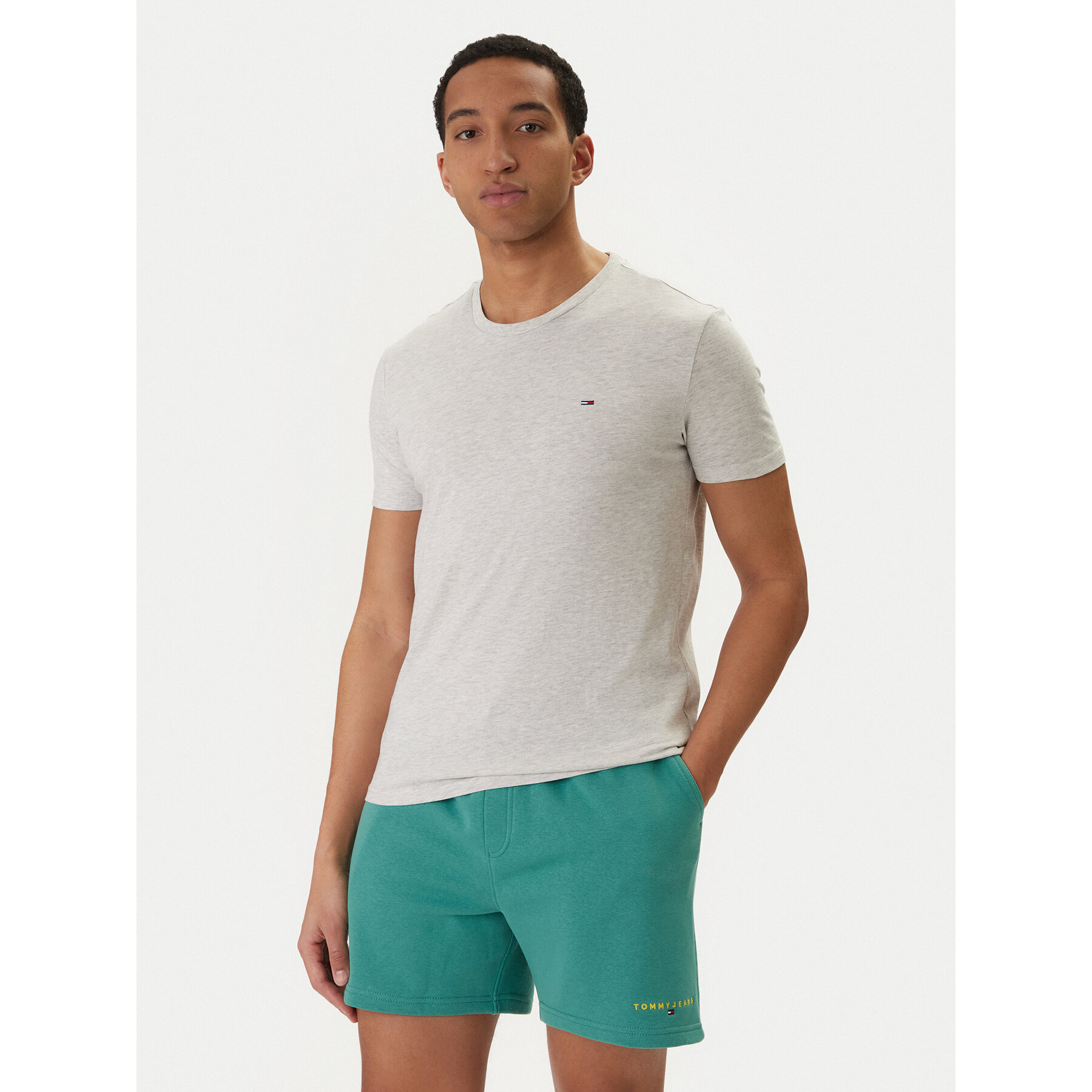 Tommy Jeans T-Shirt DM0DM20363 Grau Slim Fit