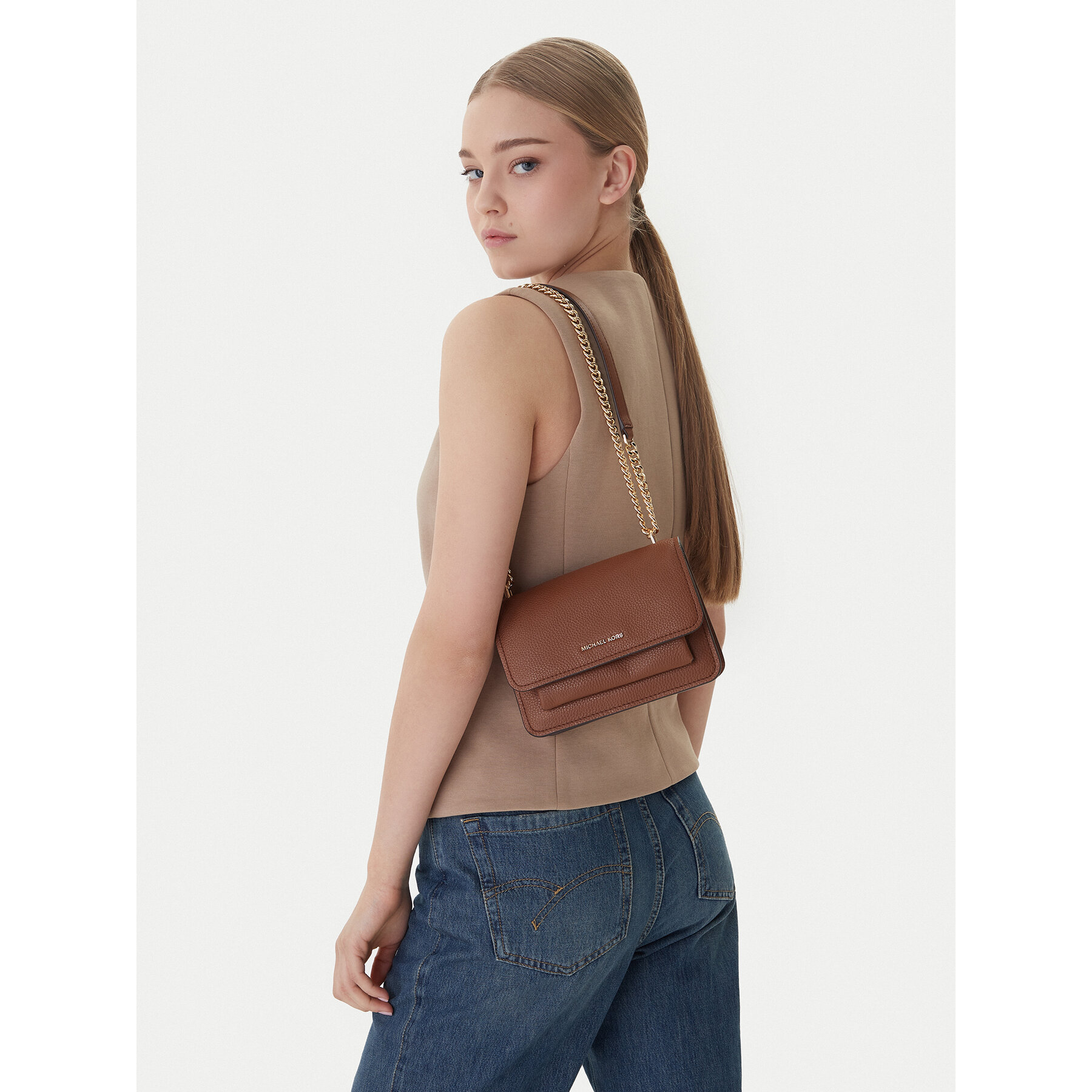 Дамска чанта MICHAEL Michael Kors Claire 32T4GC7C1T Кафяв