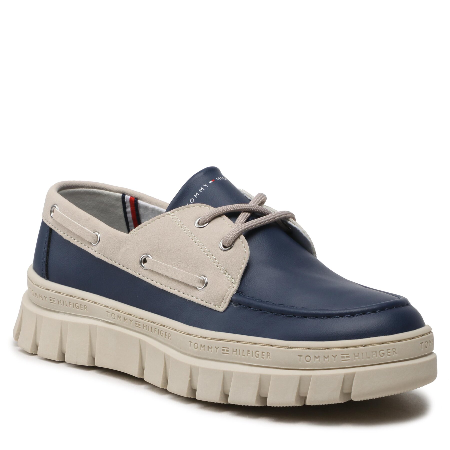 Pantofi Tommy Hilfiger Lace-Up Shoe T3X4-32897-1592X S Blue/Beige X236 Blue/Beige imagine super redus 2022