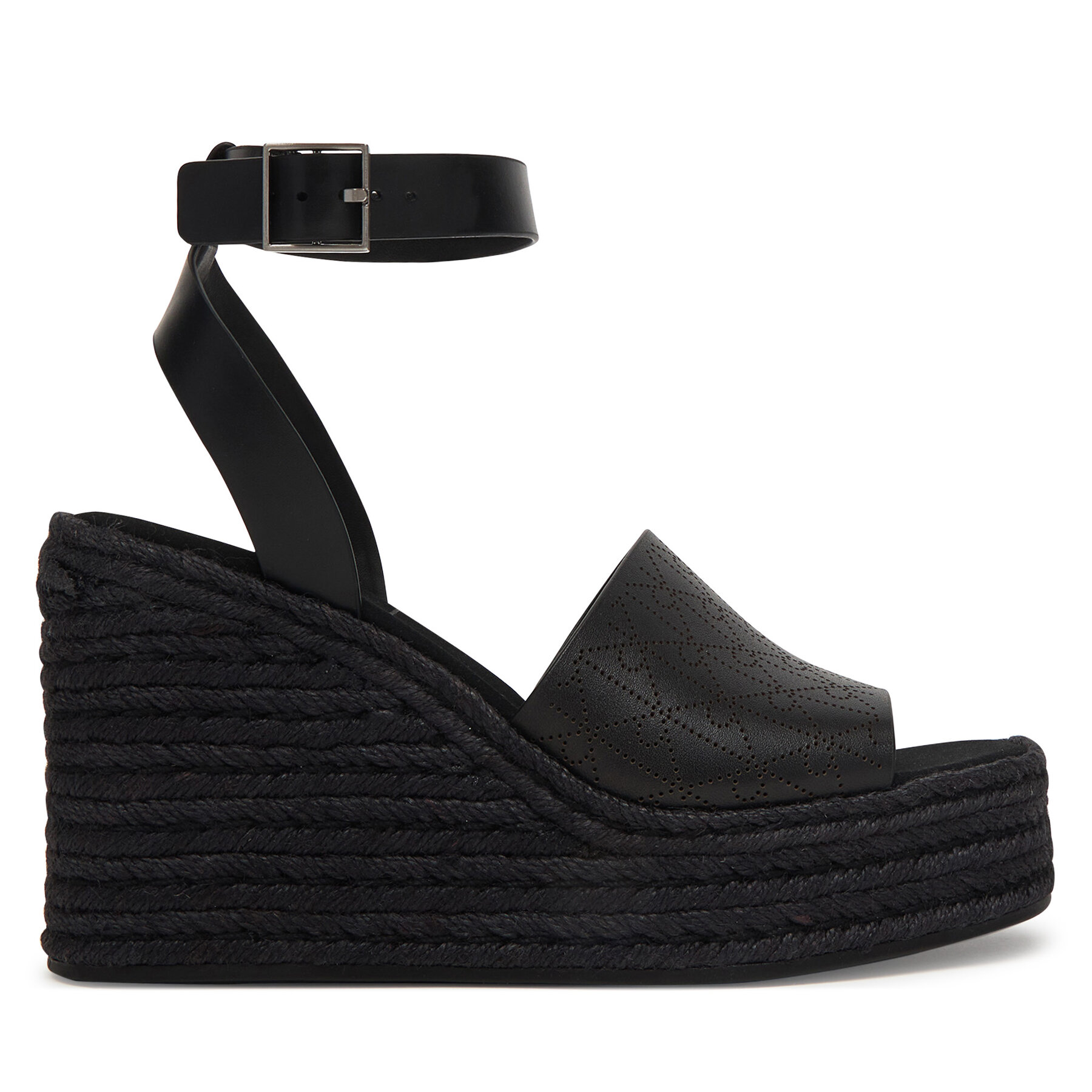 Espadrilles Calvin Klein Wedge Espad 70 Aop Lth HW0HW03138 Fekete