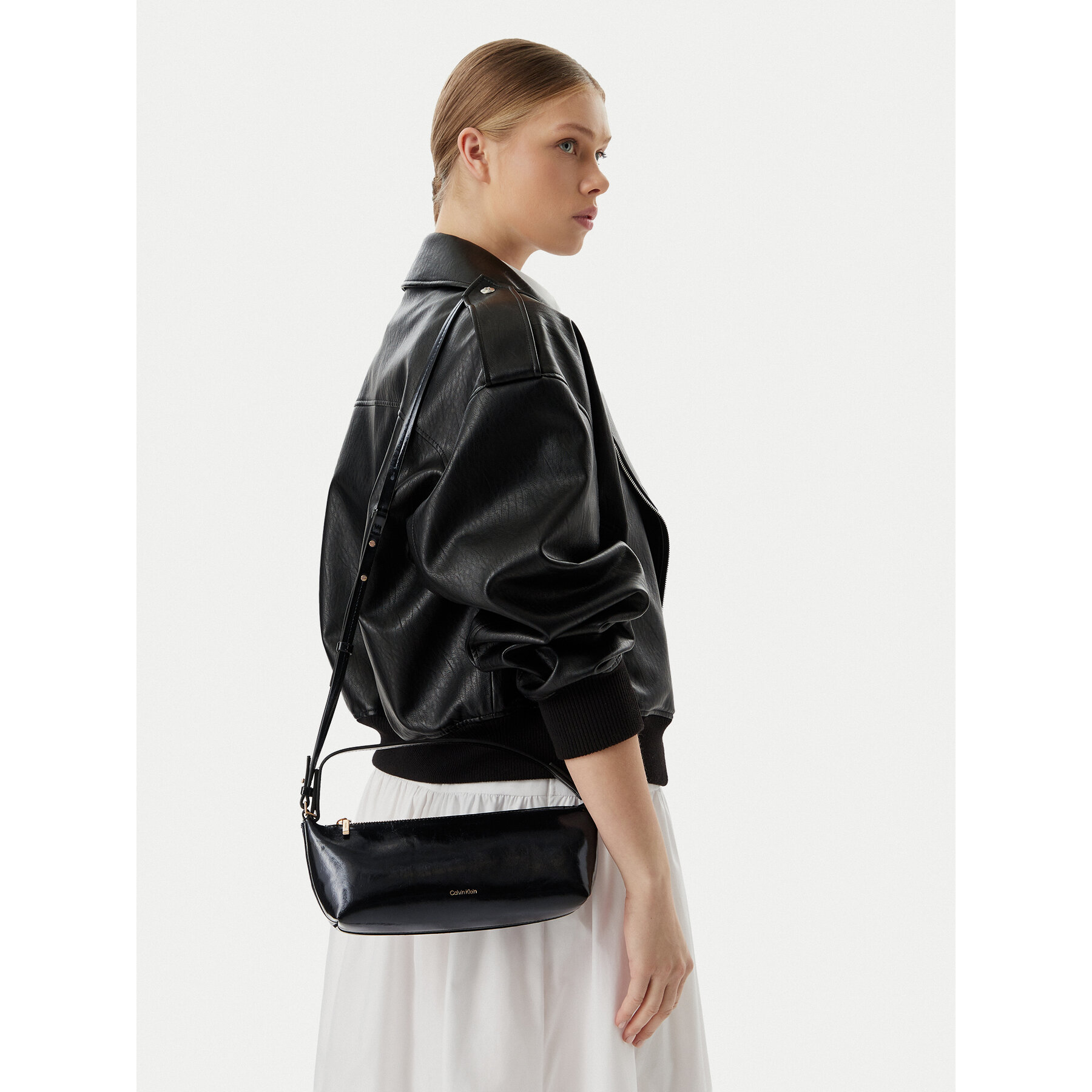 Geantă Calvin Klein Foil Logo Glossy LV04F3738G Negru