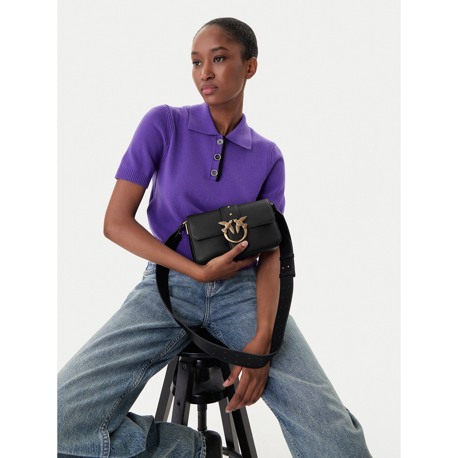 Táska PINKO Love One Mini Slouchy Fl Al 25-26 104340 A2OX Fekete