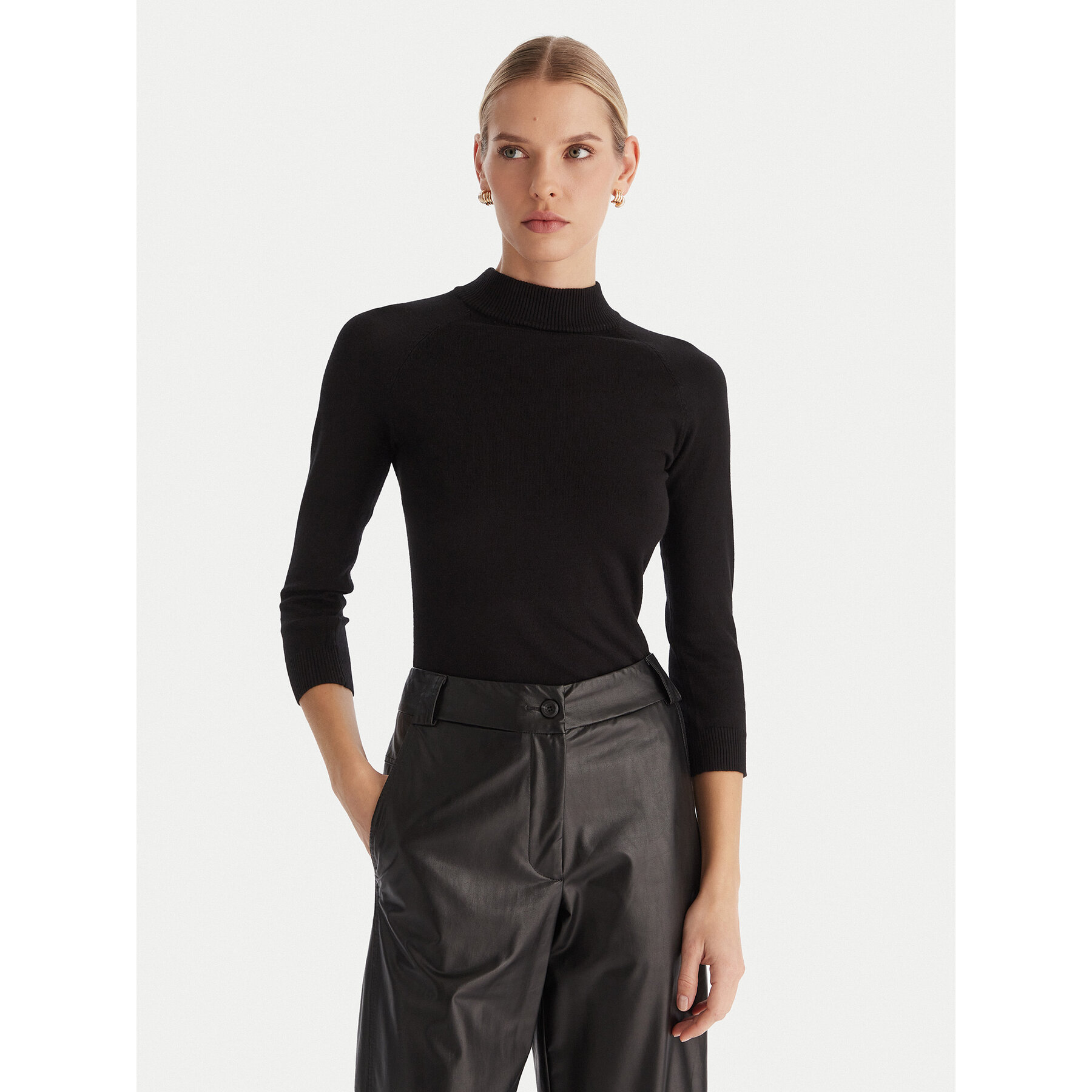 ACCESS FASHION Rollkragenpullover 54-8072 Schwarz Slim Fit