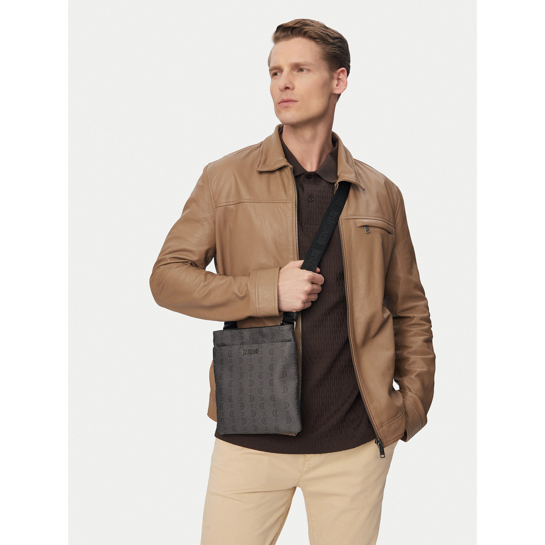 Мъжка чантичка Just Cavalli 80QA4B44 ZSD82 Сив