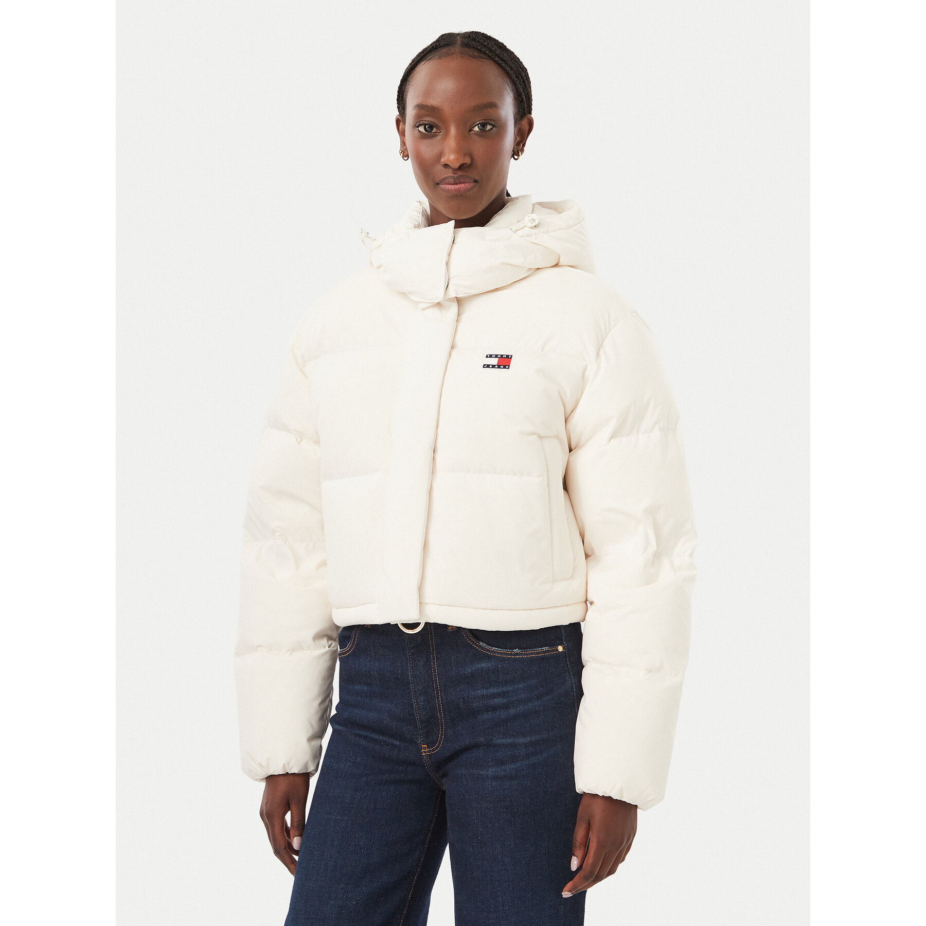 Tommy Jeans Daunenjacke Alaska DW0DW18609 Weiß Cropped Fit