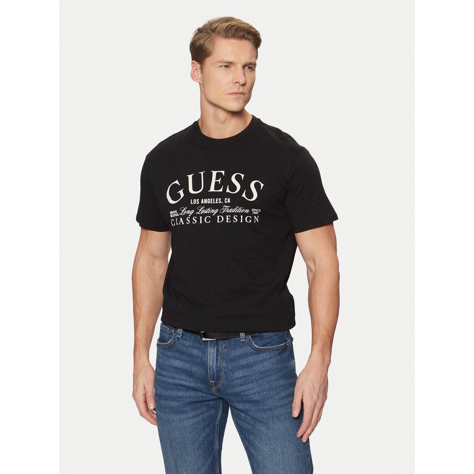 Guess Marškinėliai M5RI43 K9RM1 Juoda Regular Fit