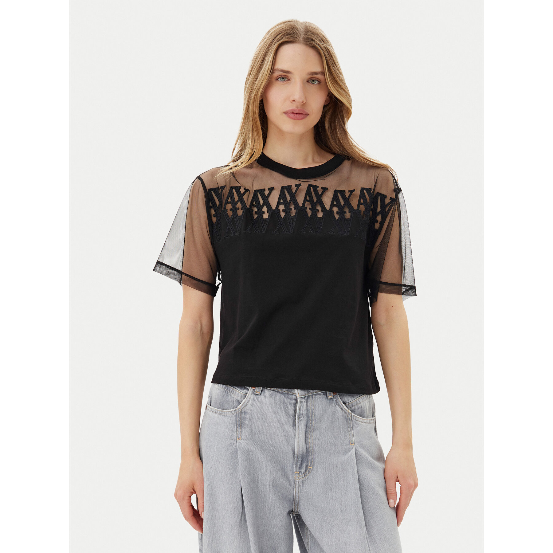 Armani Exchange T-shirt XW000516 AF10359 UC001 Nero Cropped Fit