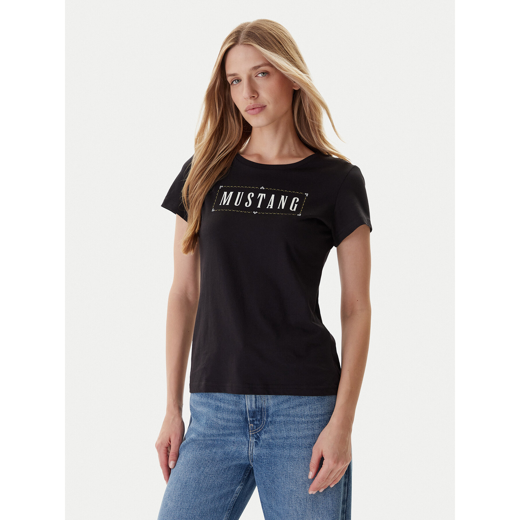 Mustang T-Shirt Loa 1016754 Schwarz Slim Fit