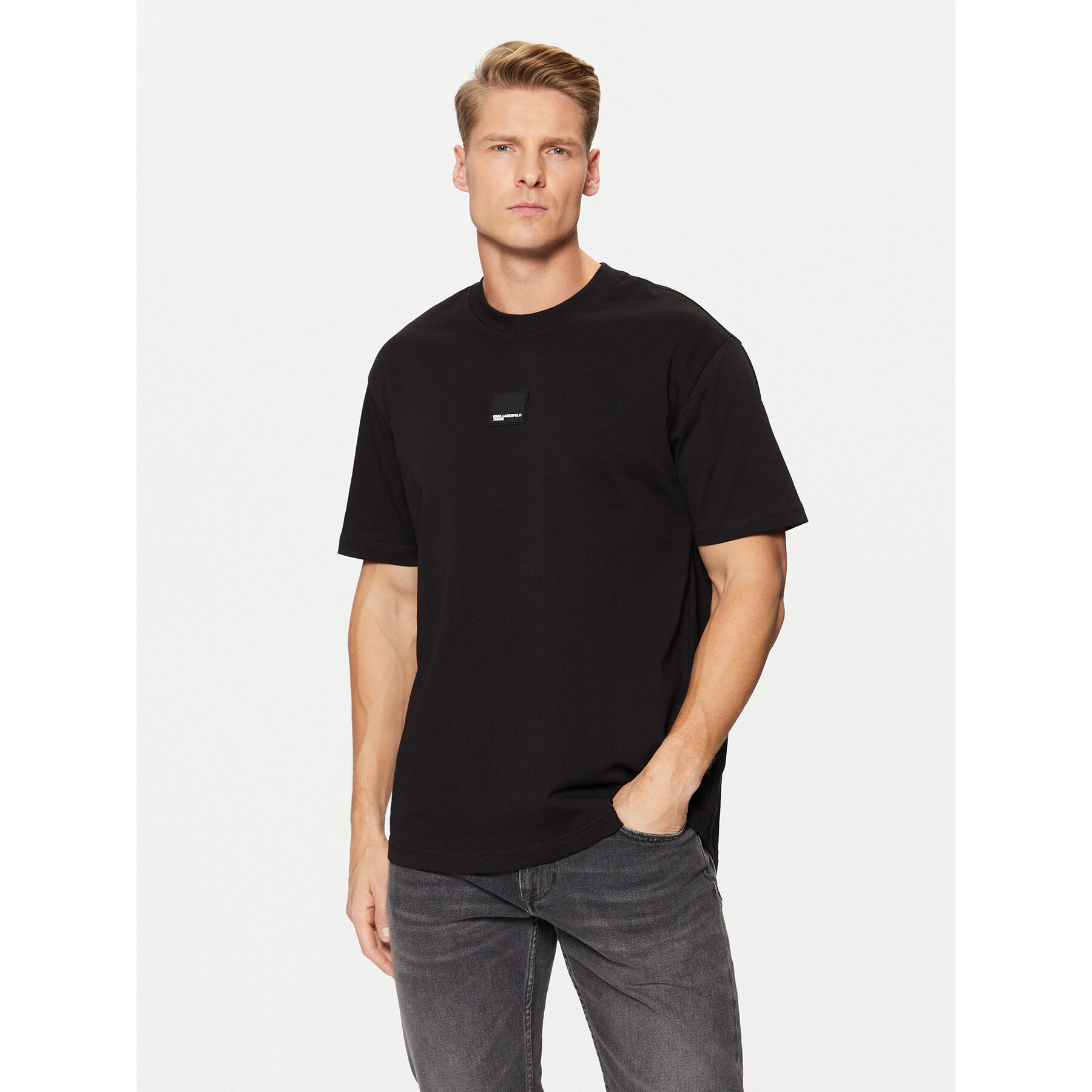 Karl Lagerfeld Jeans Póló A1M17011 Fekete Relaxed Fit
