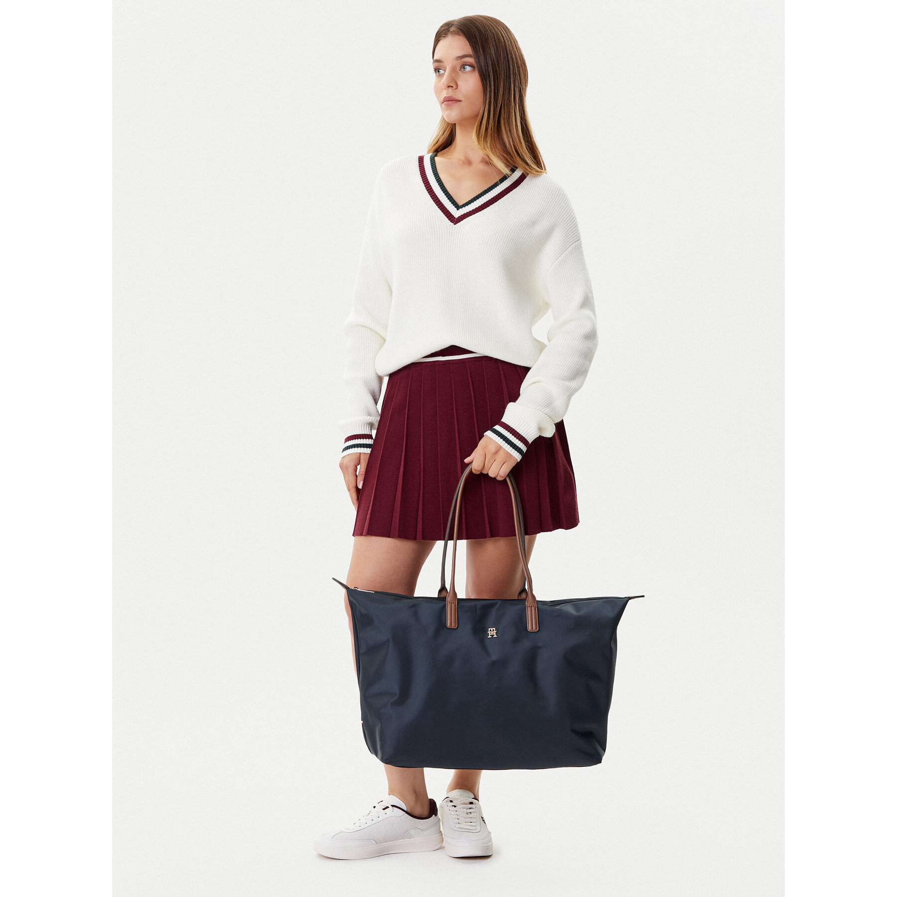 Τσάντα Tommy Hilfiger Popette Maxi Tote AW0AW17996 Σκούρο μπλε