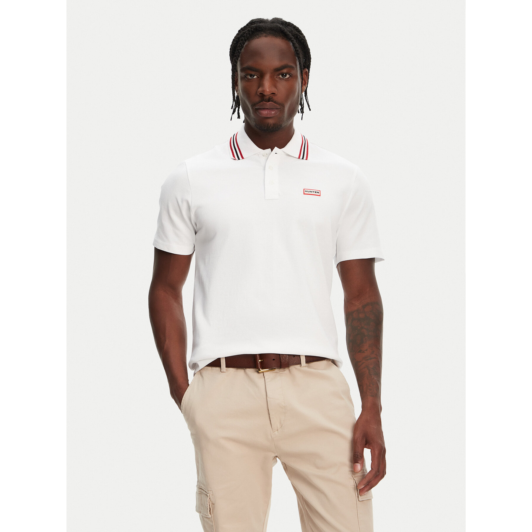 Hunter Pólóing Noris SS HARM0037242 Fehér Regular Fit
