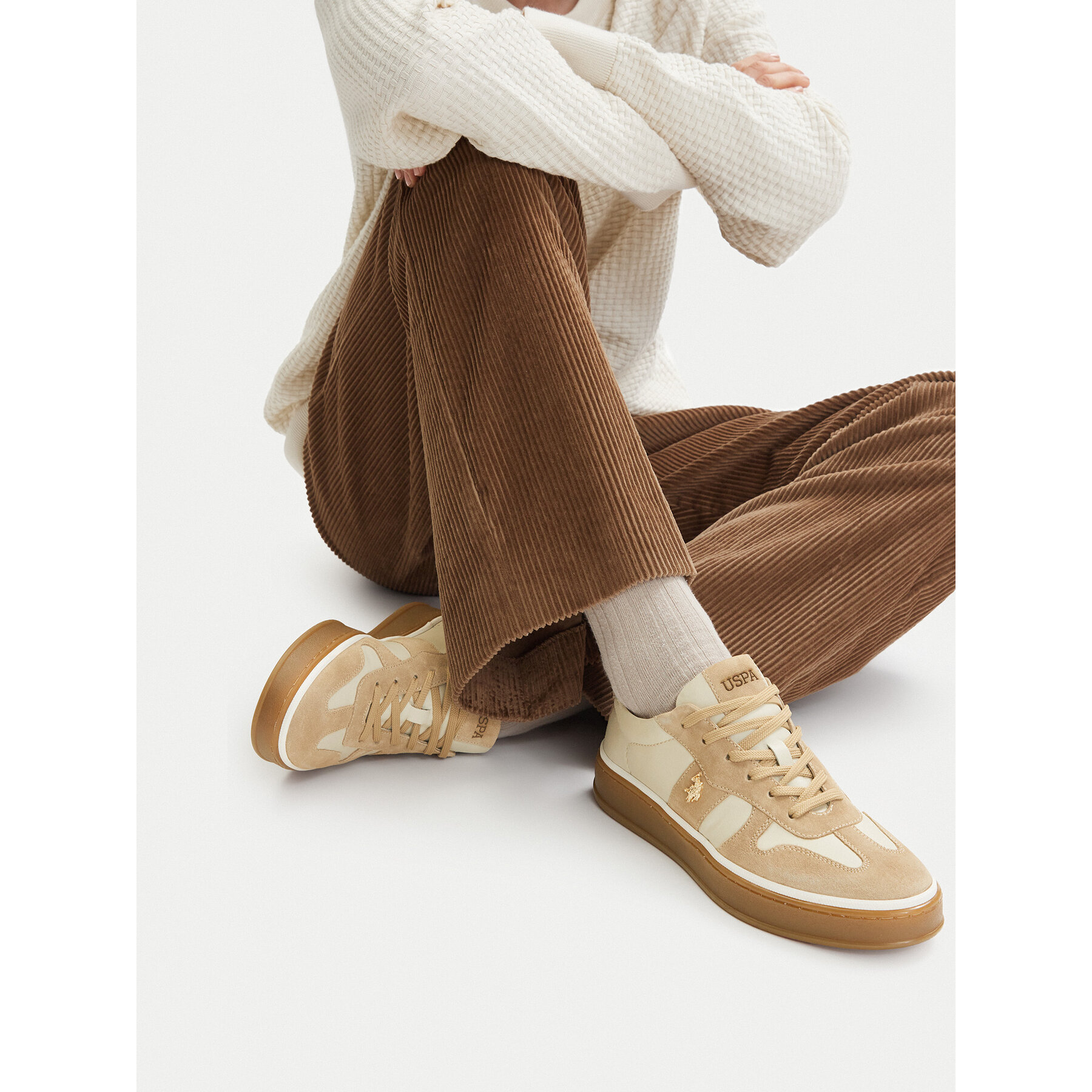Сникърси U.S. Polo Assn. EO-HAIRY001W/6LS1 Кремав