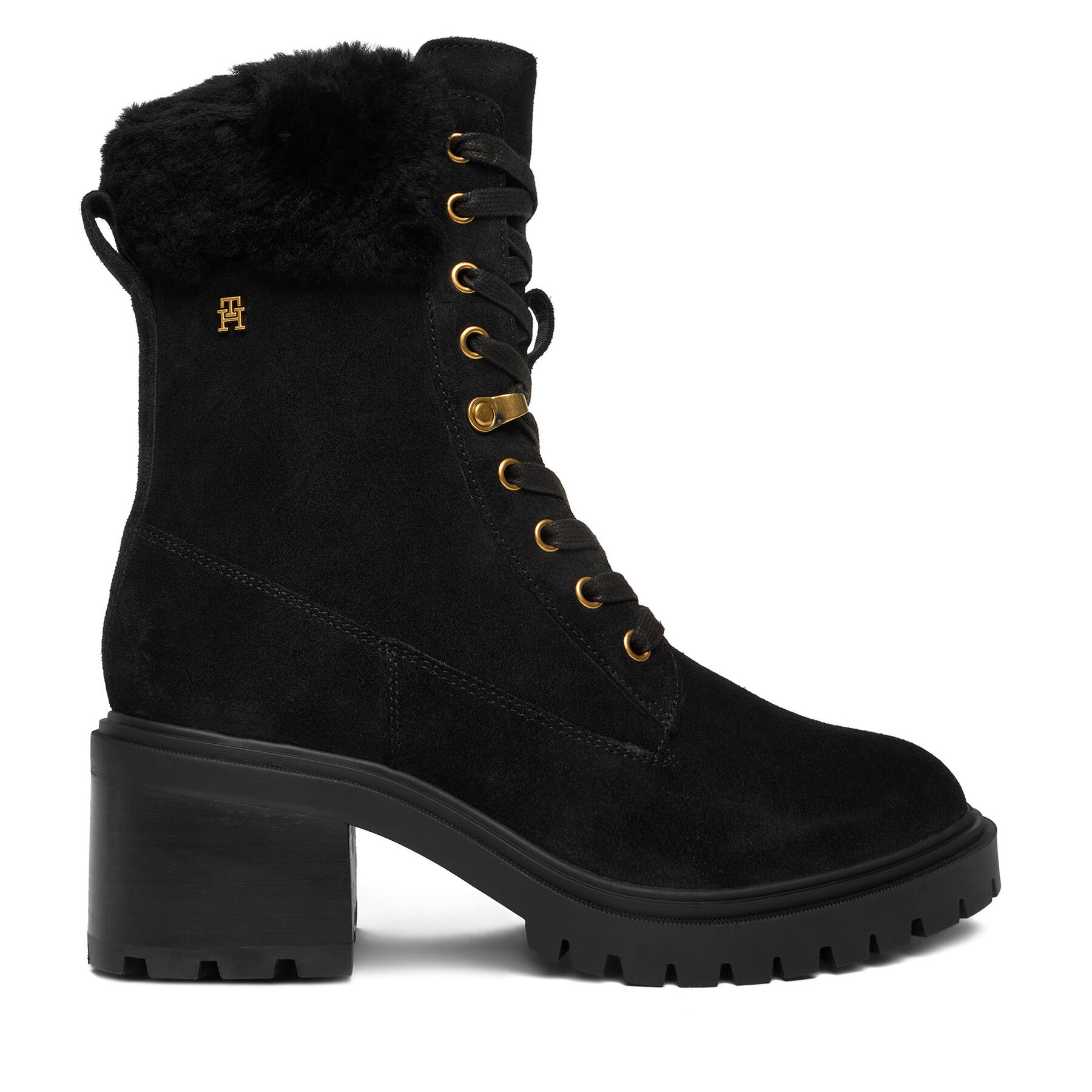 Polacchine Tommy Hilfiger Th Shearling Lace Up Boot FW0FW08999 Nero