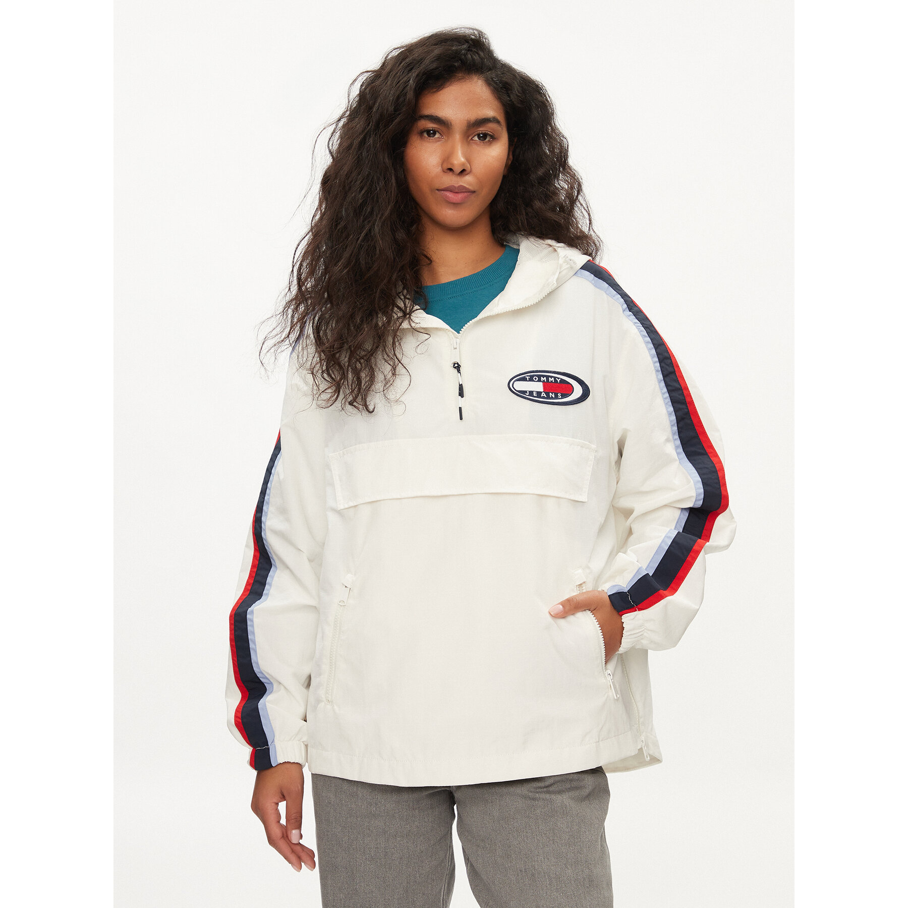 Tommy Jeans Anorak Archive Chicago DW0DW18151 Weiß Regular Fit