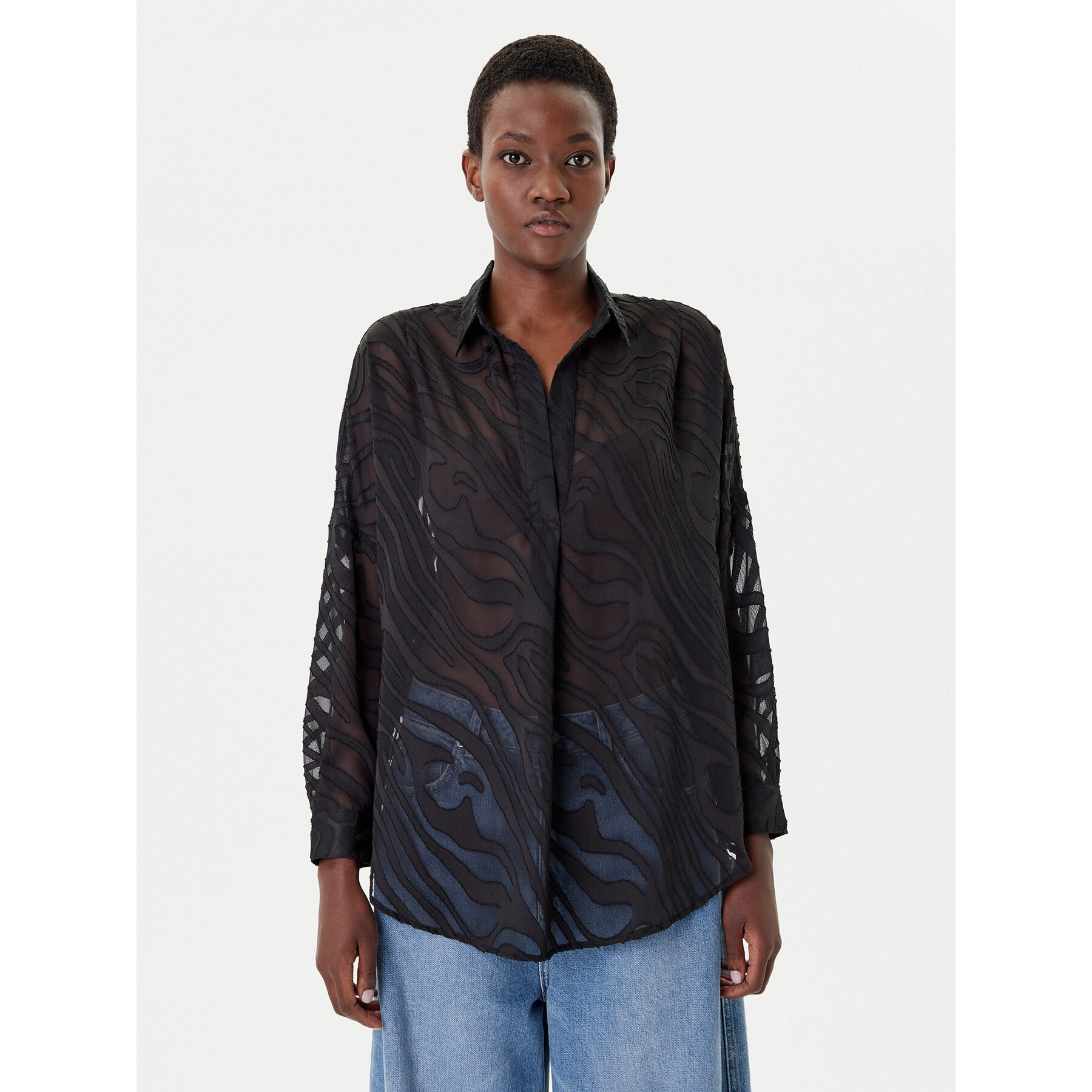 French Connection Bluse 72NZR Schwarz Relaxed Fit