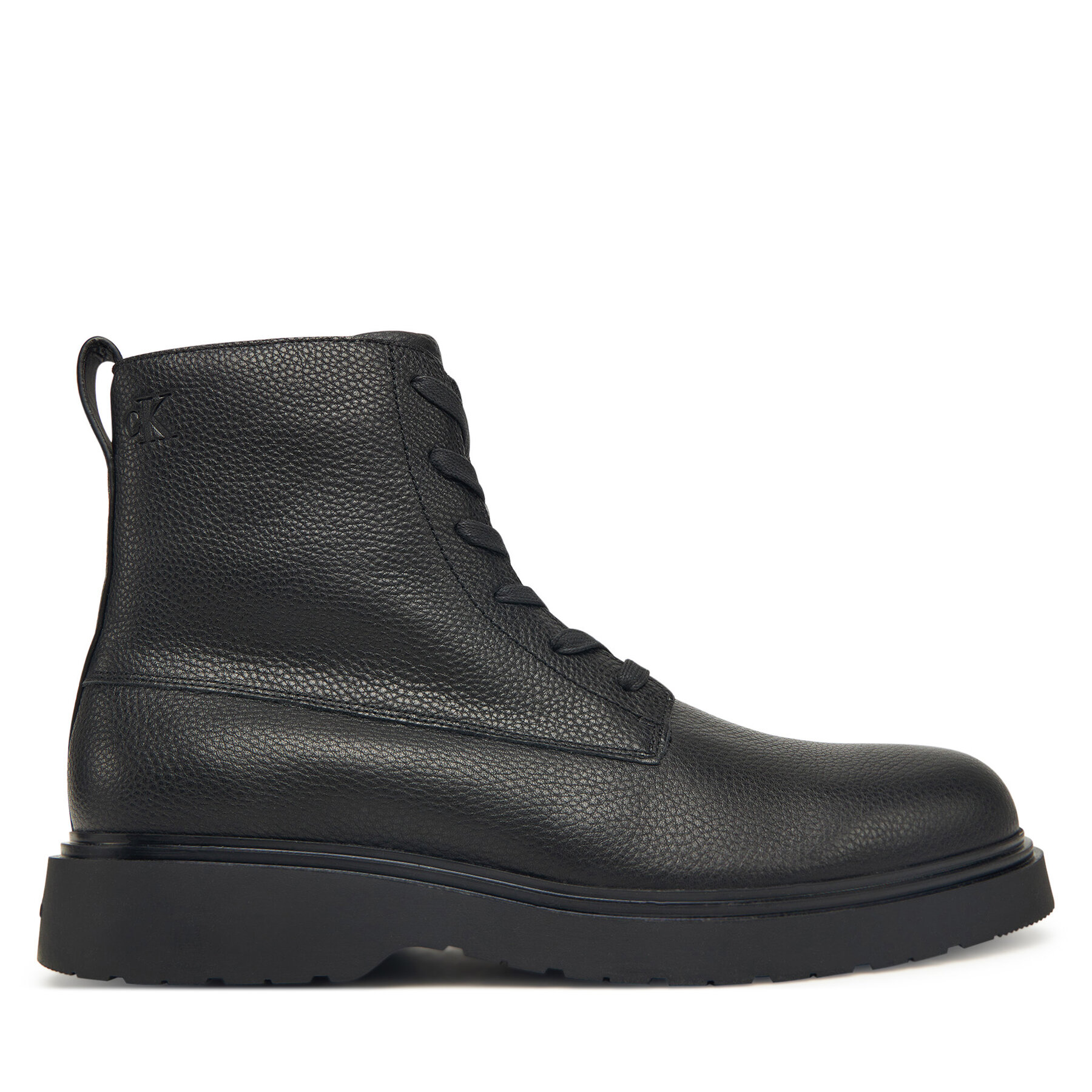 Šnurovacia obuv Calvin Klein Combat Ess Lace Up Zip Boot Lth YM0YM01373 Čierna