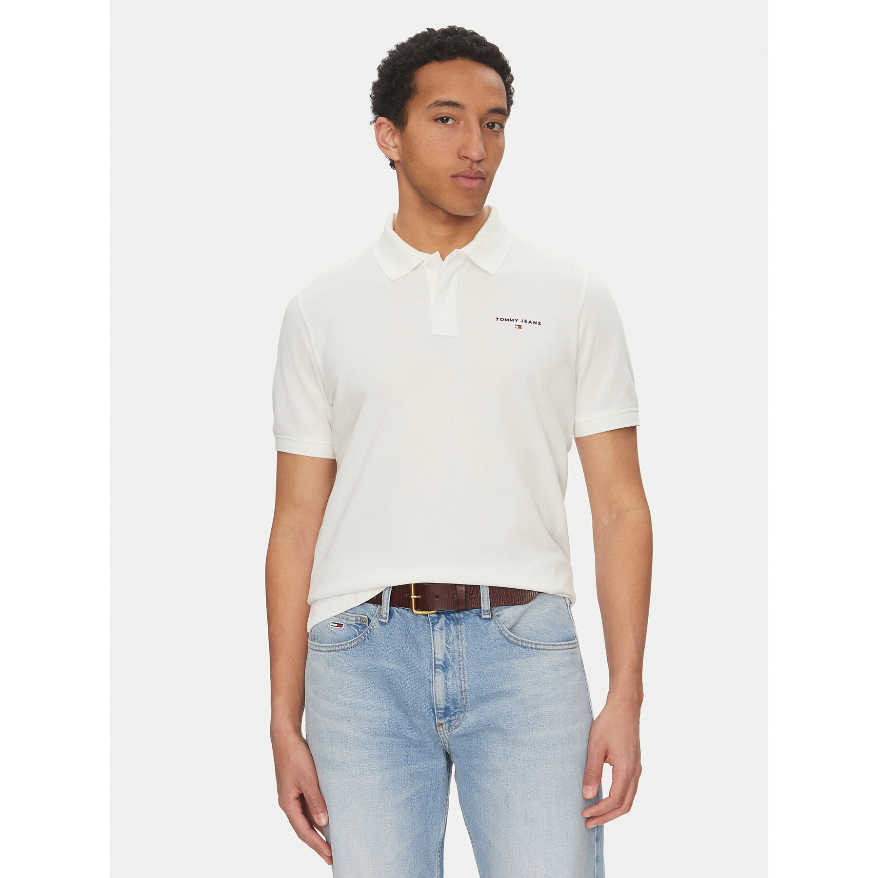 Tommy Jeans Polo Linear DM0DM20914 Bianco Regular Fit