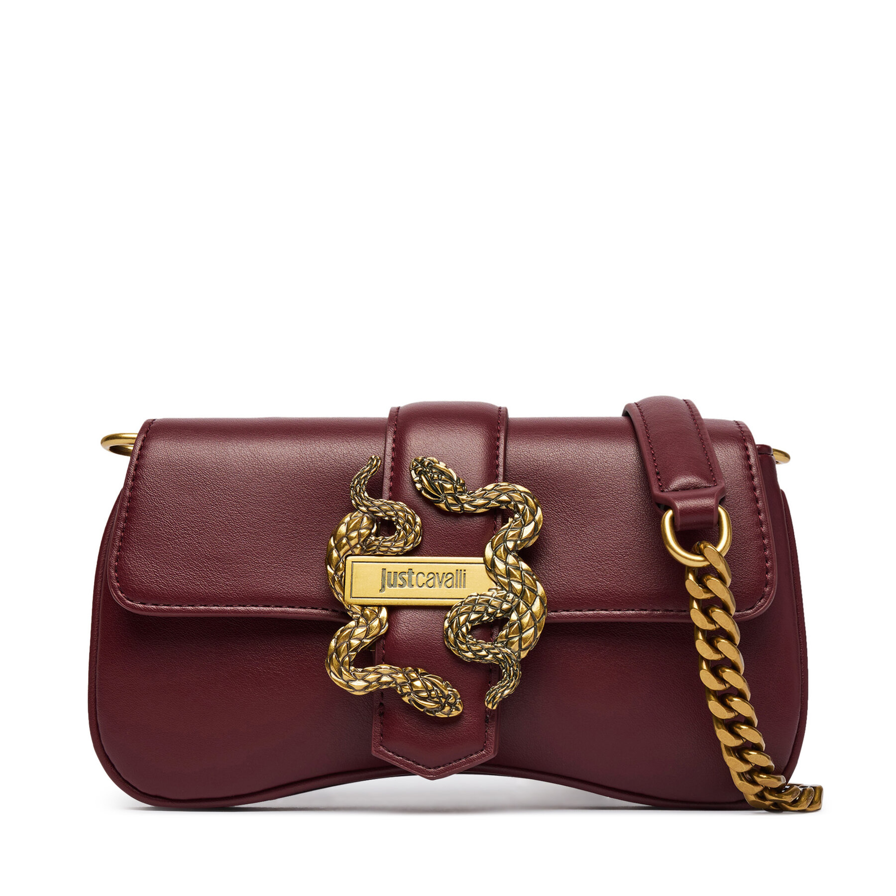 Дамска чанта Just Cavalli Iconic Snakes 81RA4BA7 ZSA89 Тъмночервен