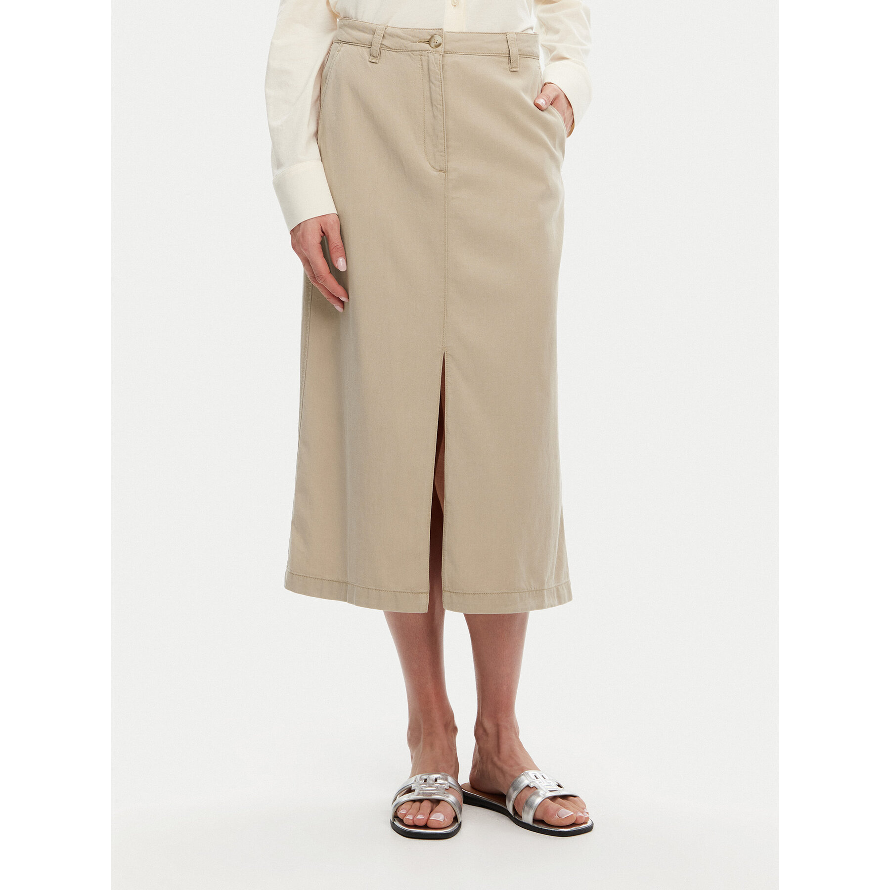 Tommy Hilfiger Midirock WW0WW44726 Beige Regular Fit