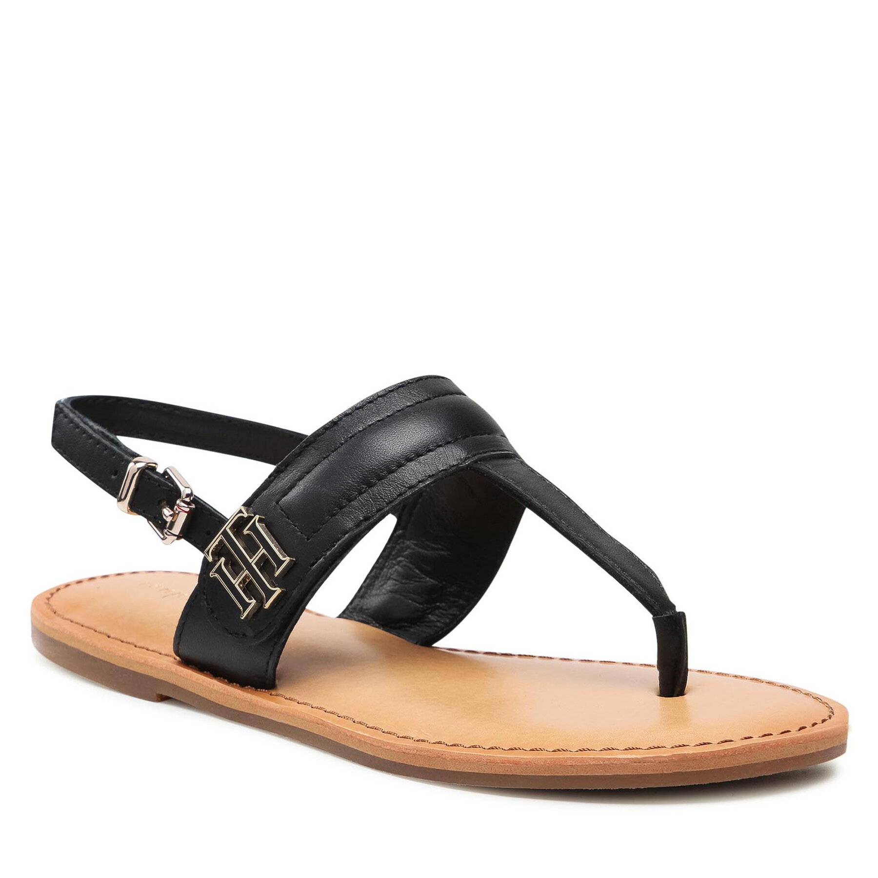 Sandaler Tommy Hilfiger Hardware Th Flat Leather Sandal FW0FW05912 Black BDS