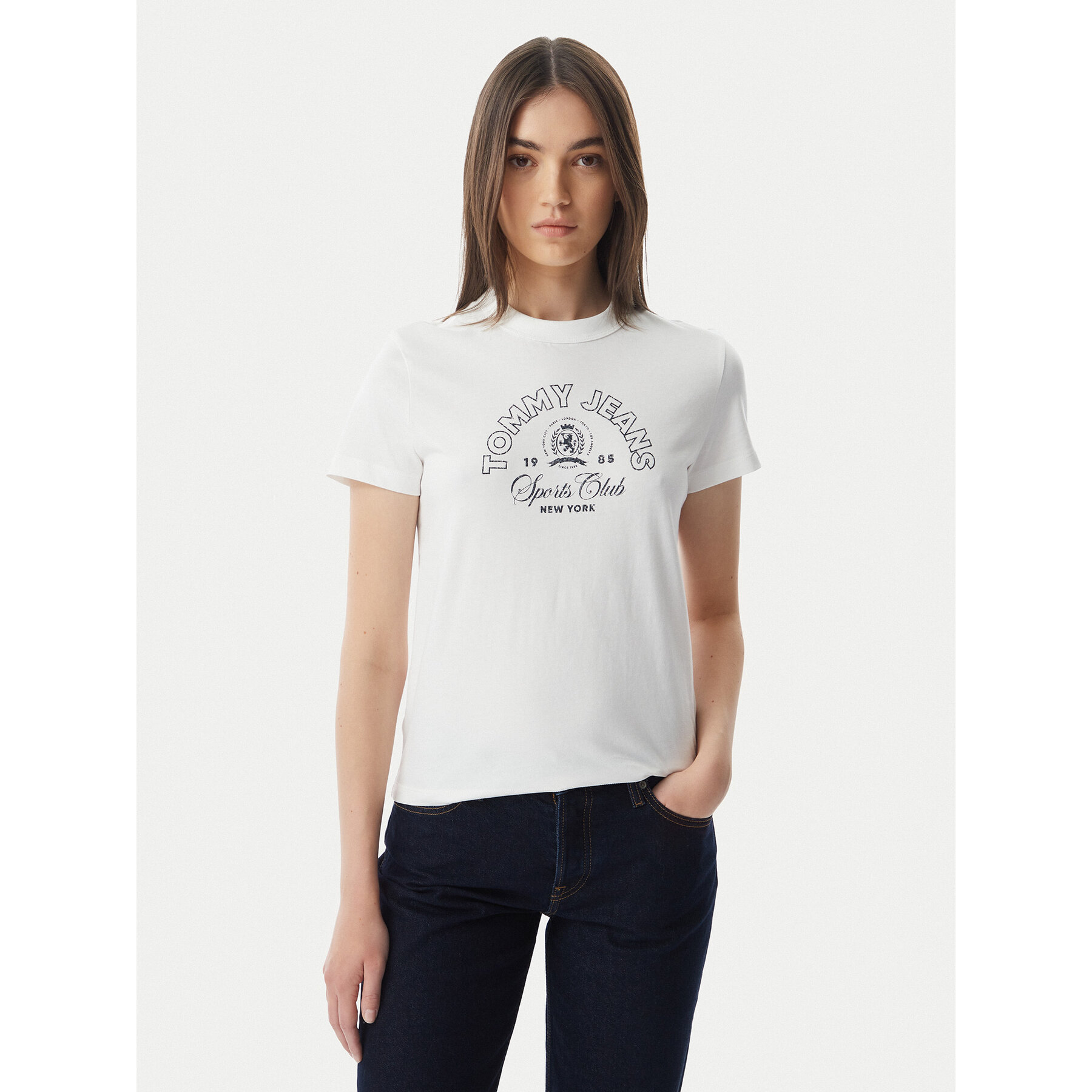 Tommy Jeans T-Shirt Heritage Logo DW0DW22816 Weiß Regular Fit