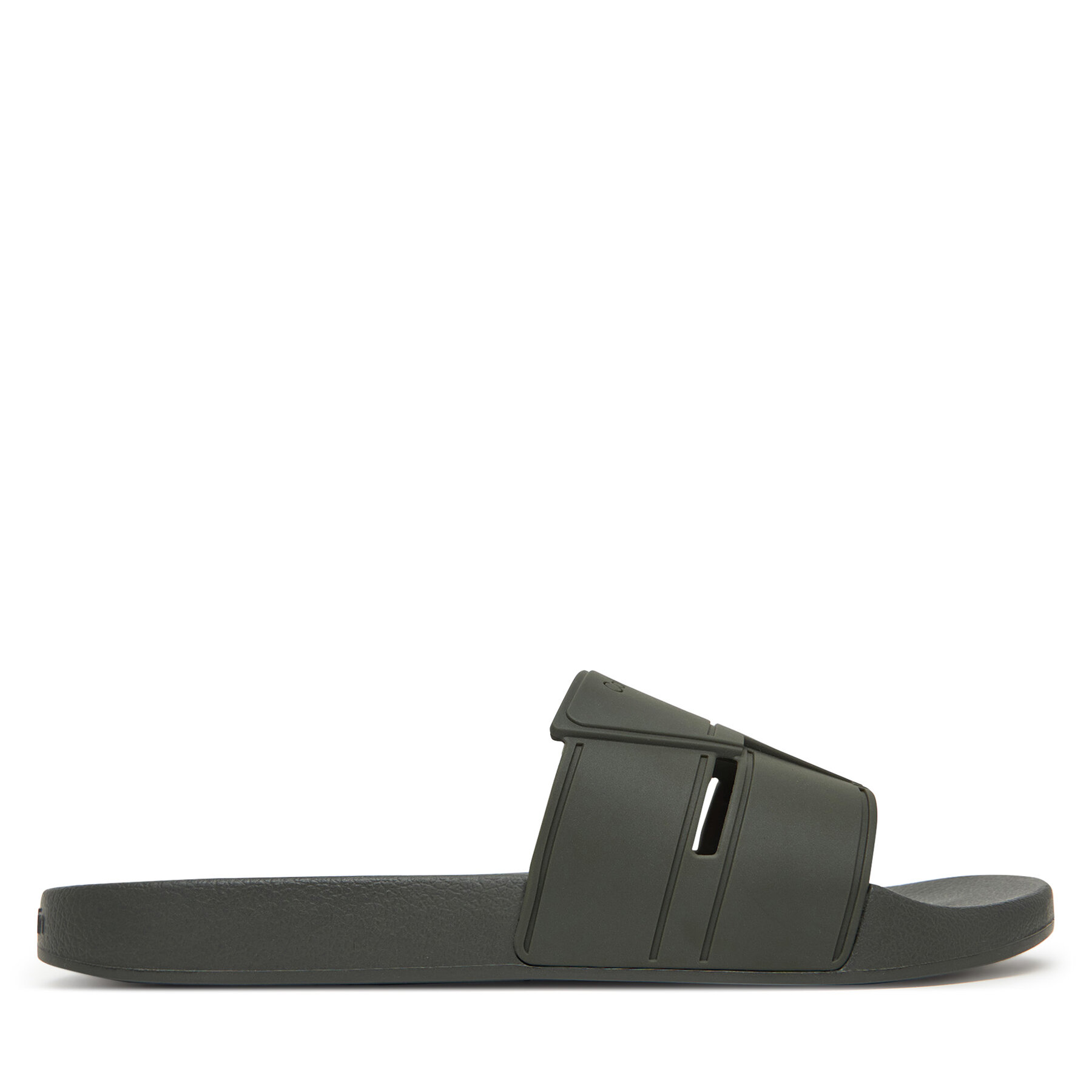Šľapky Calvin Klein Pool Slide Double T HM0HM01752 Kaki