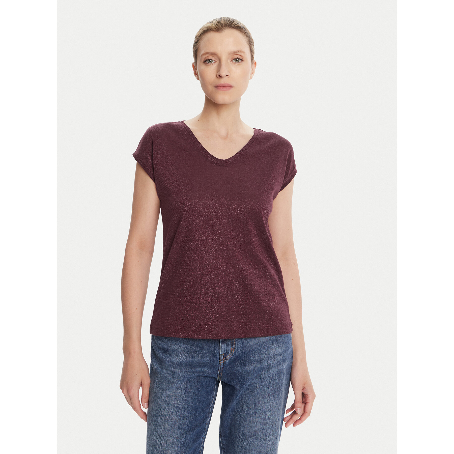 ONLY T-Shirt Silvery 15136069 Μπορντό Loose Fit