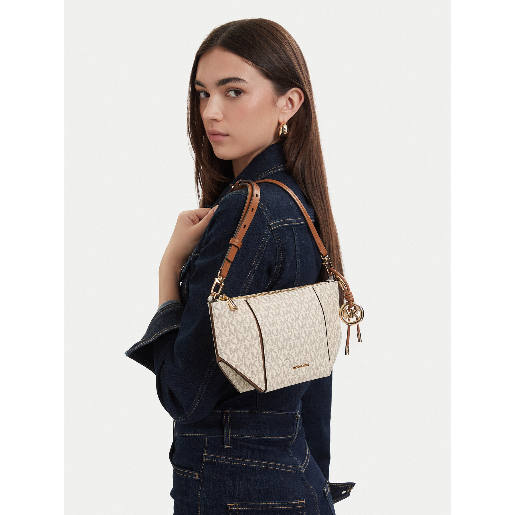 Torbica MICHAEL Michael Kors Sm Tz Xbody 32R6G9JC1B Écru
