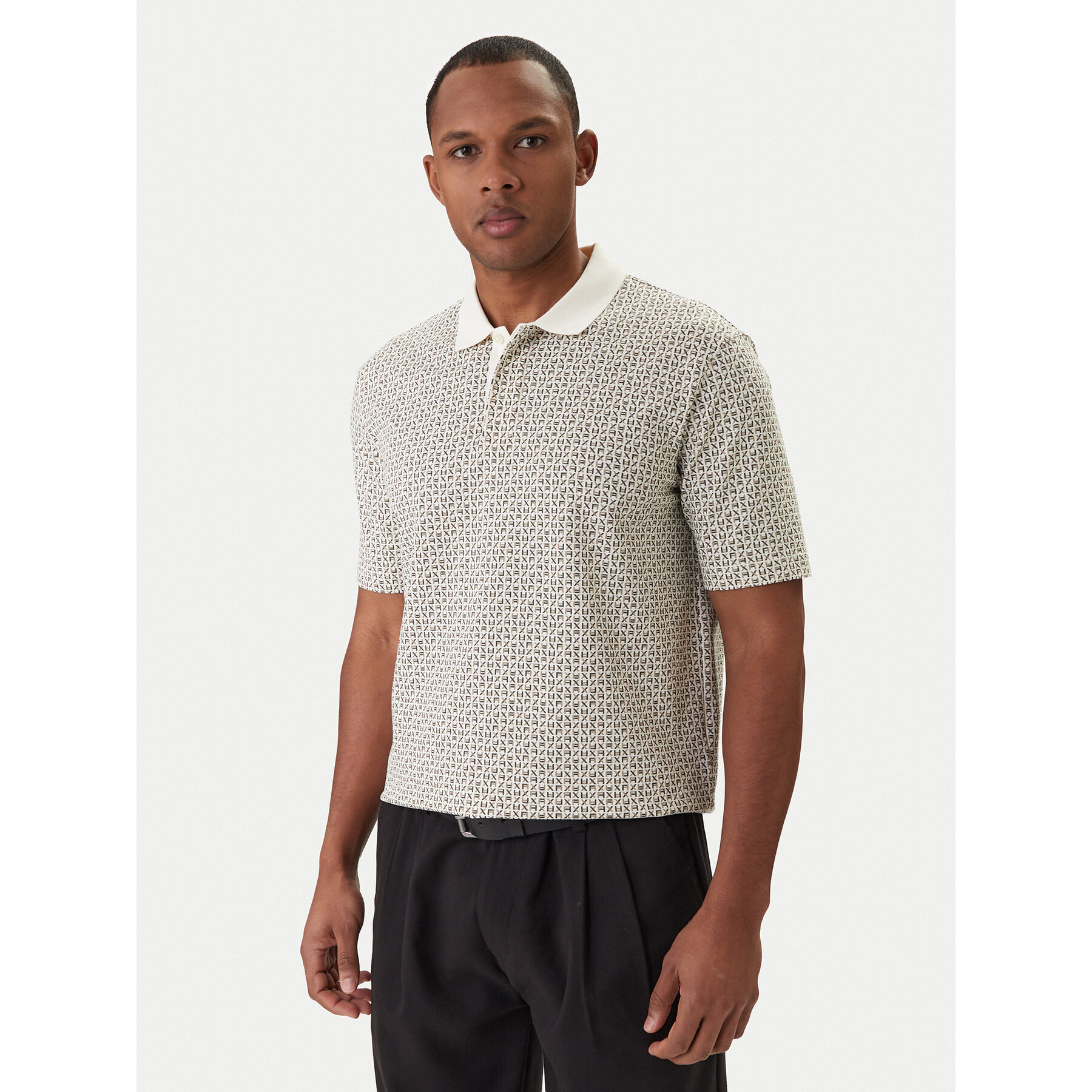Armani Exchange Polo majica XM000736 AF10819 F1165 Écru Regular Fit