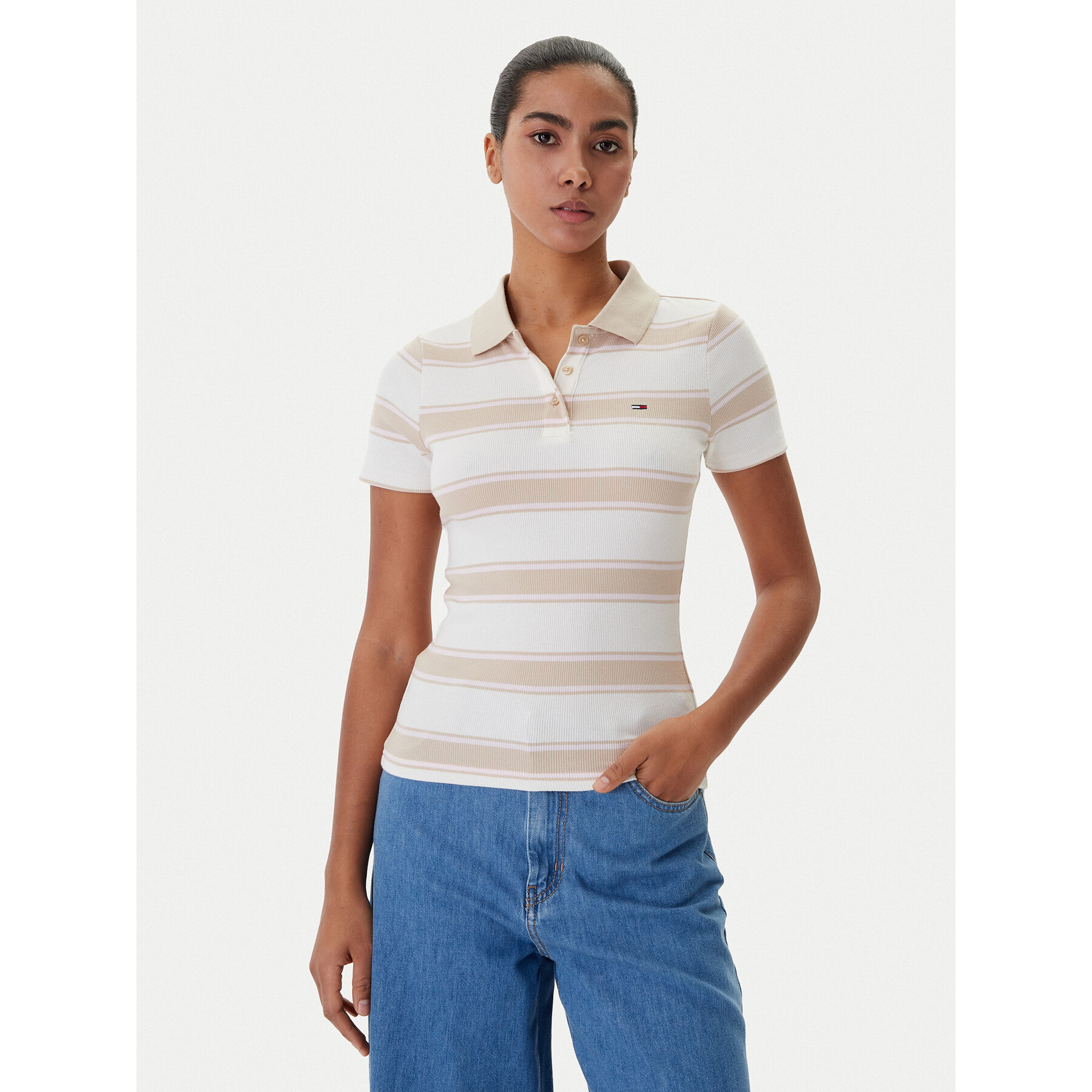 Tommy Jeans Poloshirt DW0DW22327 Beige Slim Fit