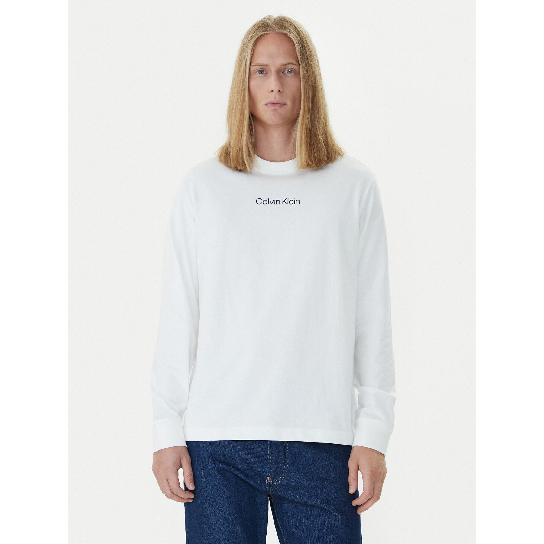 Calvin Klein Longsleeve Standard Logo LV04LD232G Weiß Relaxed Fit
