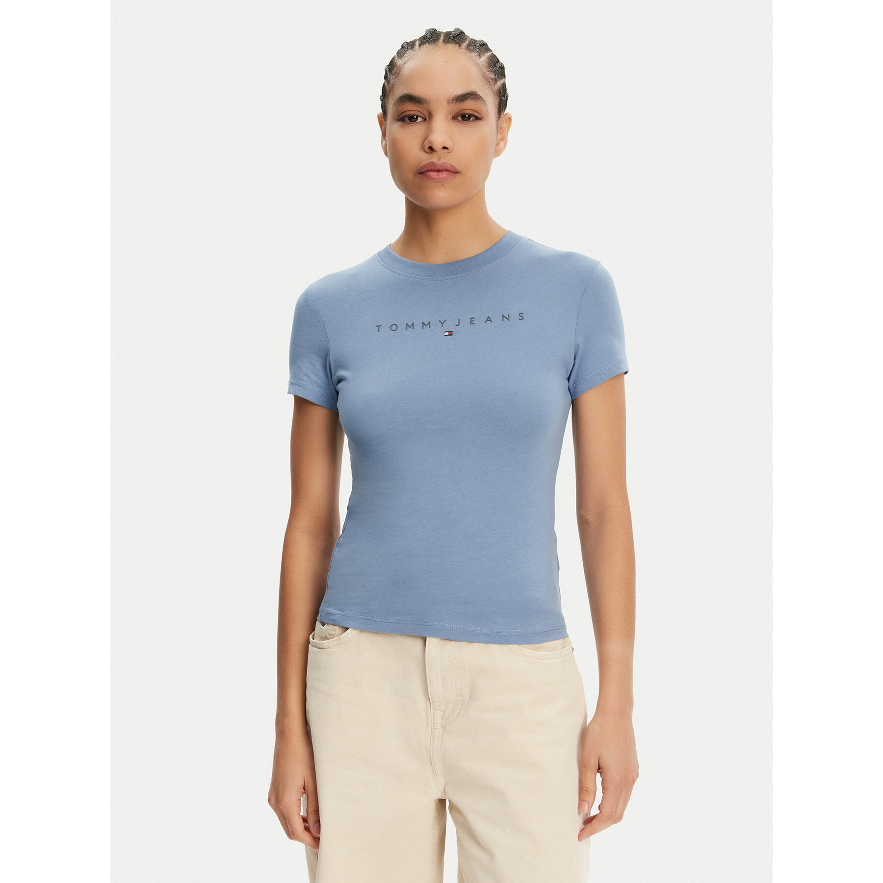 Tommy Jeans Póló Tonal Linear DW0DW20315 Kék Slim Fit