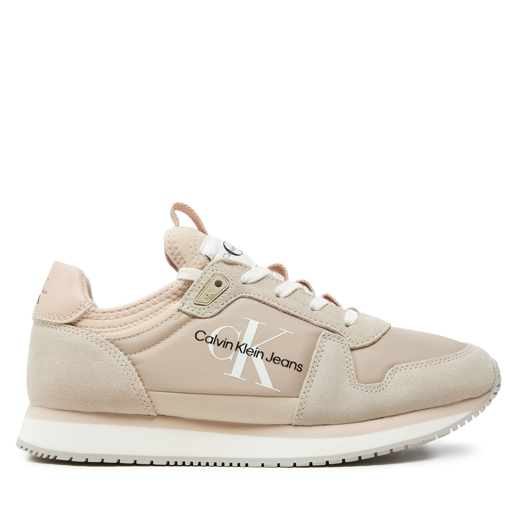 Sneakers Calvin Klein Jeans Runner Sock Laceup Ny-Lth Wn YW0YW00840 Écru