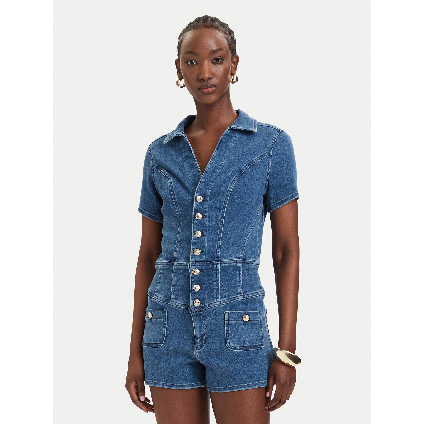 Guess Jumpsuit W6GKA8 D1103 Blau Regular Fit