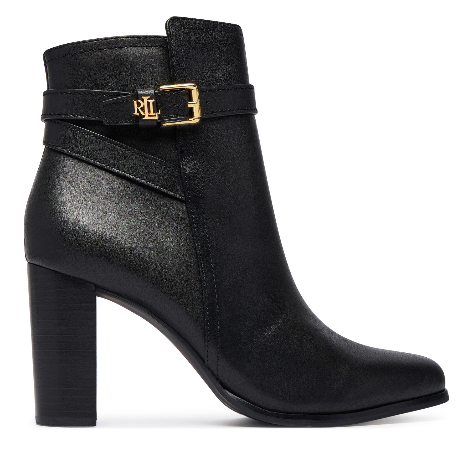 Botine LAUREN RALPH LAUREN Brooke II Calfskin Bootie Heel 802974475004 Negru