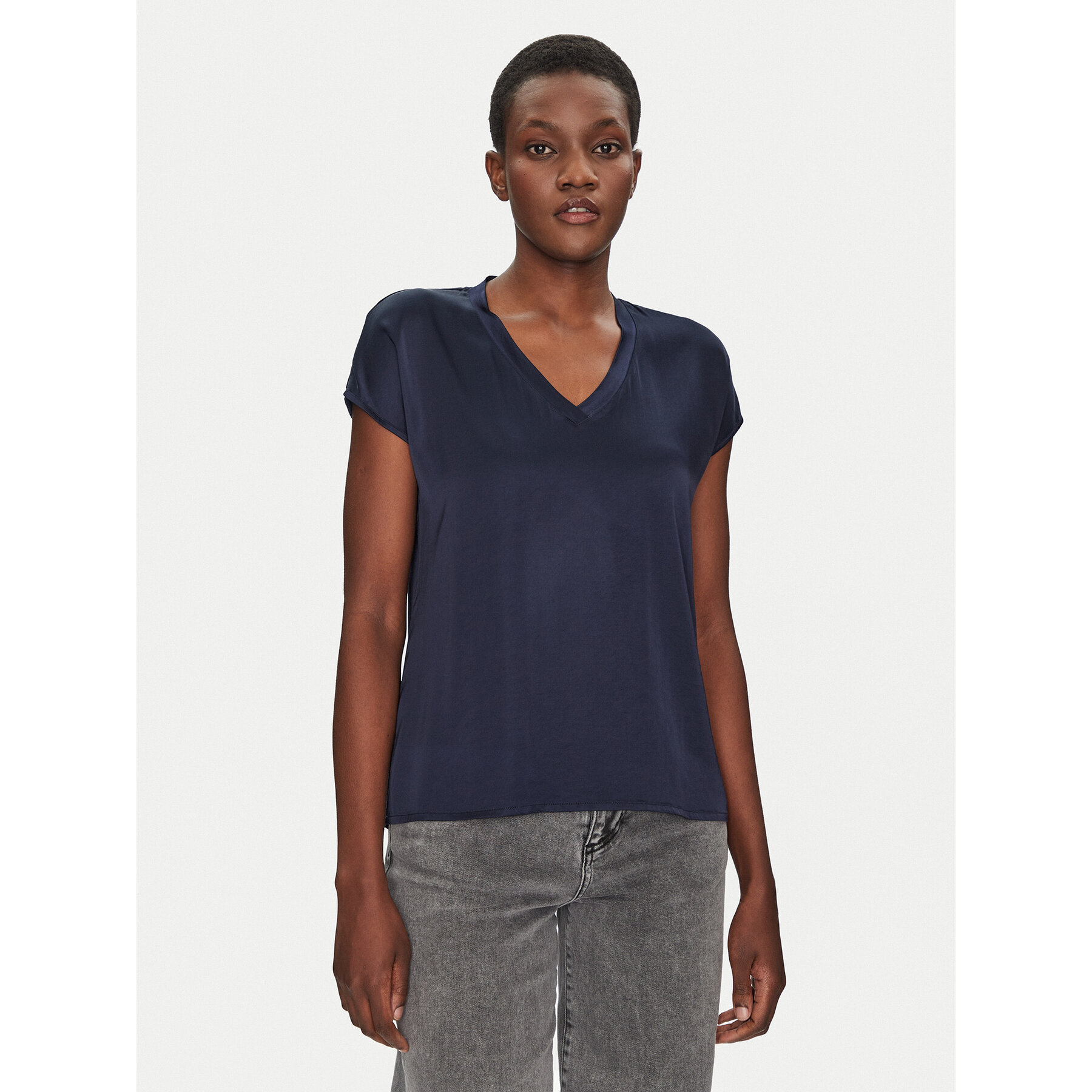 ViCOLO Bluse TD0009 Dunkelblau Relaxed Fit