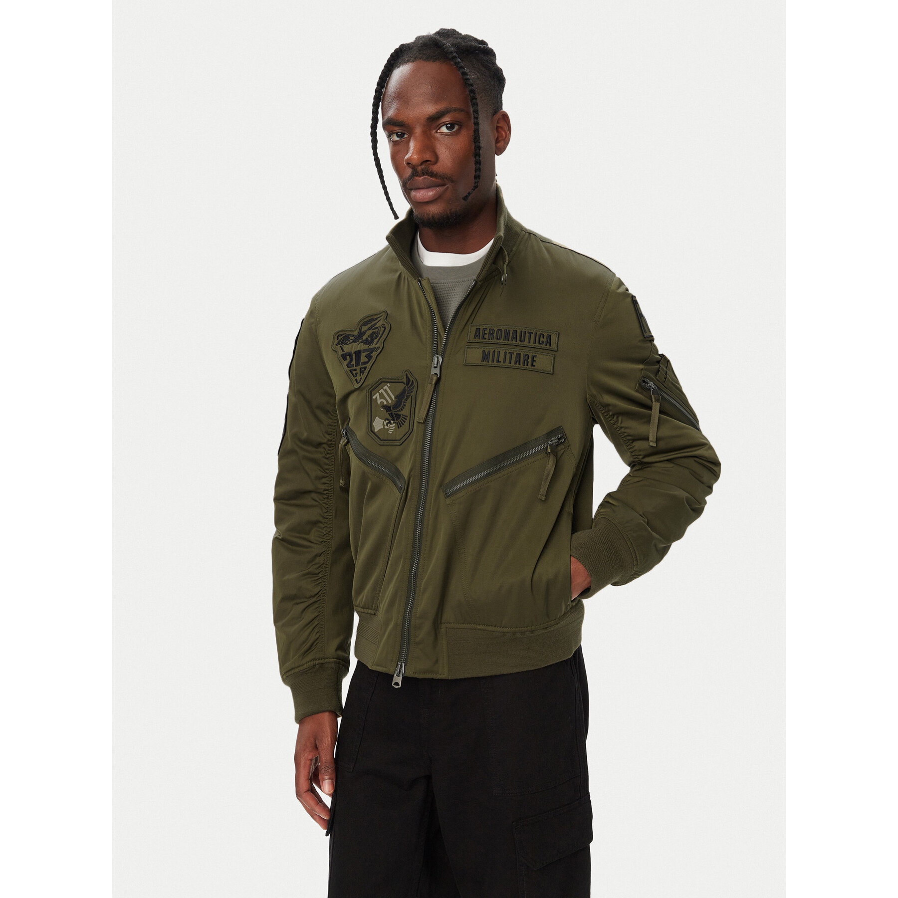 Aeronautica Militare Bomberjacke 262AB3077UCT04361 Khakifarben Regular Fit