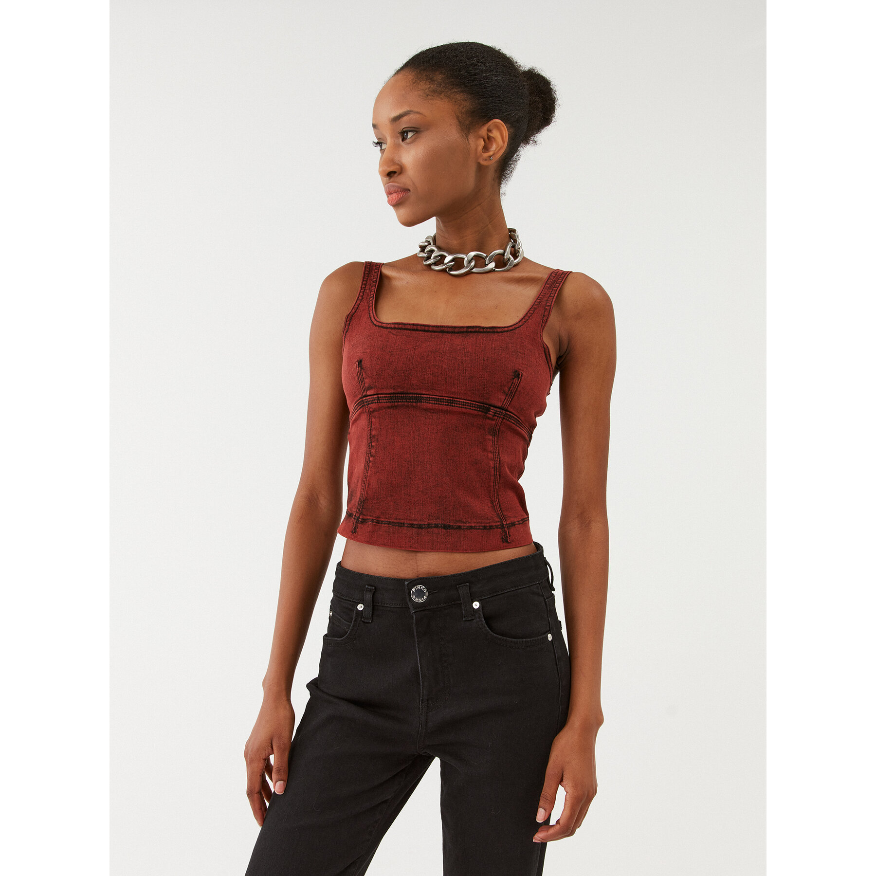 Patrizia Pepe Τοπ 8C0615/D047-R805 Μπορντό Slim Fit