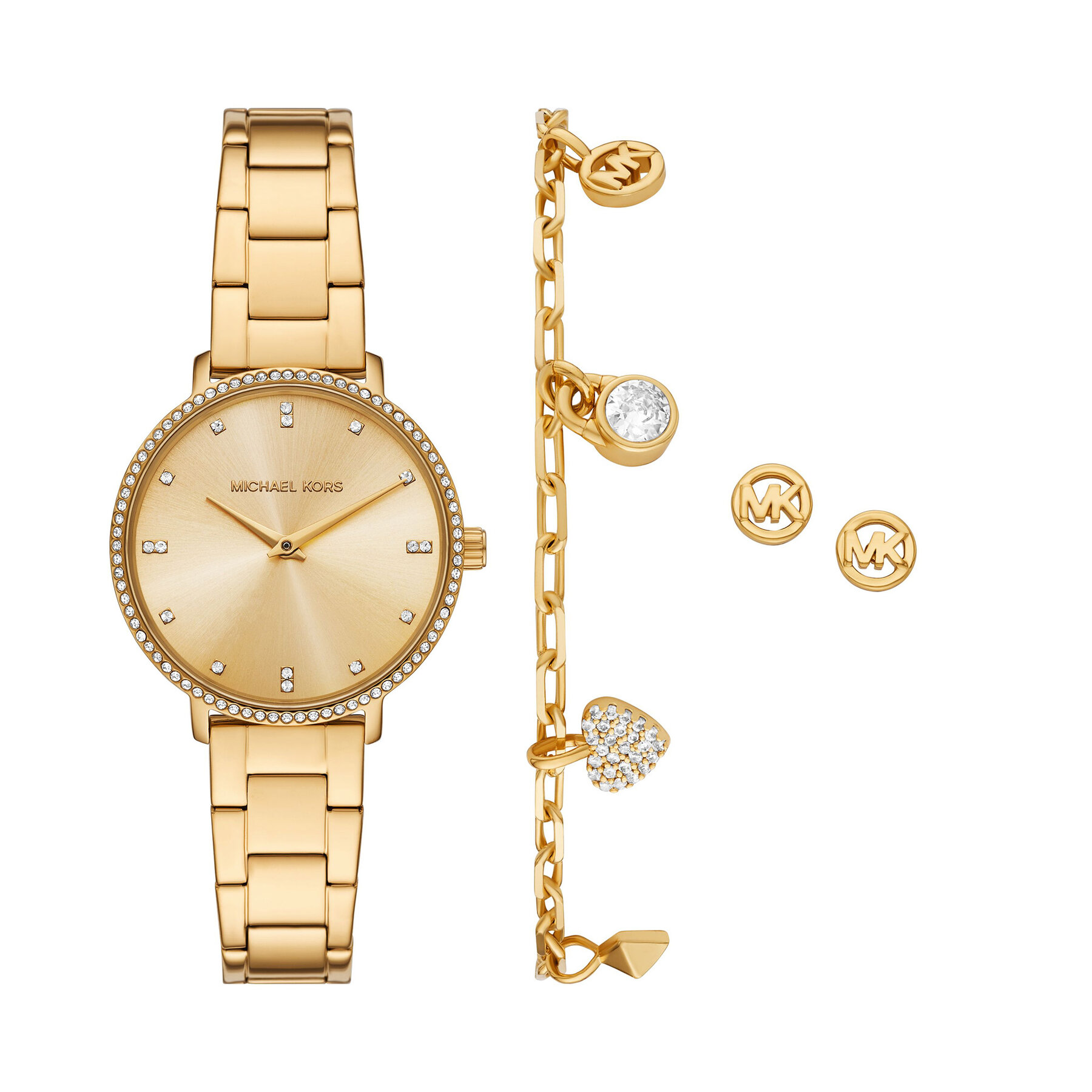 Сет часовник, гривна и обеци Michael Kors Pyper Gift Set MK7643SET Зелен