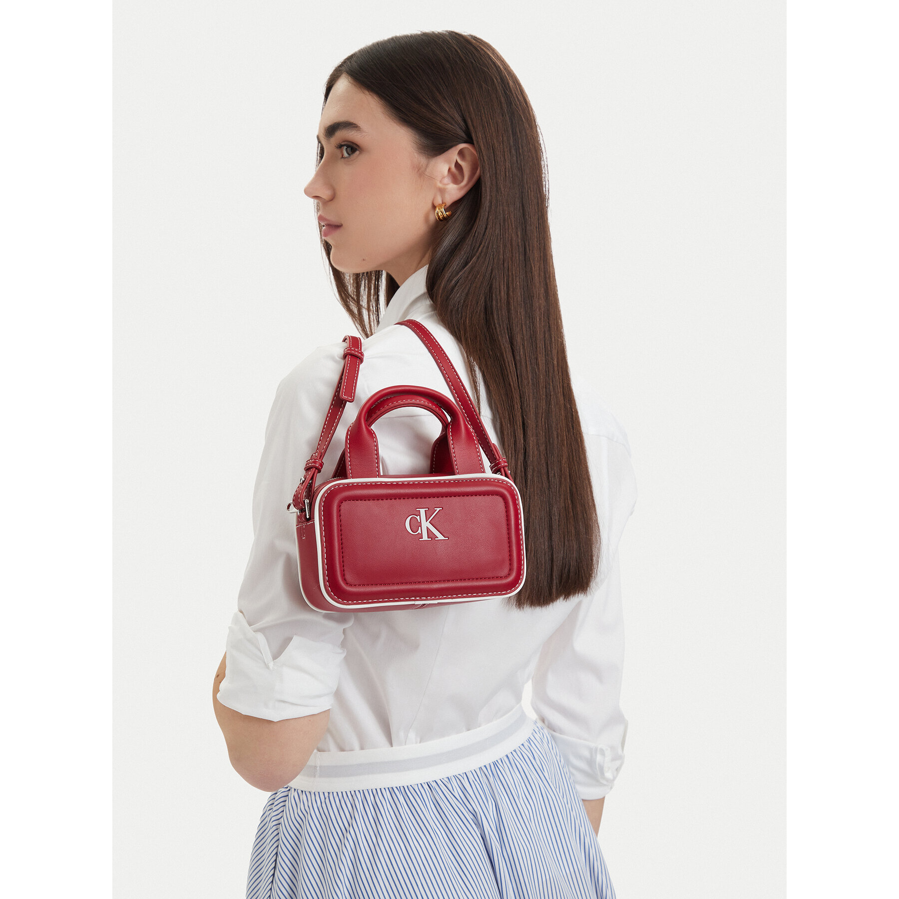 Дамска чанта Calvin Klein Contrast Ck Mini Bauletto Bag LV04F1257G Бордо