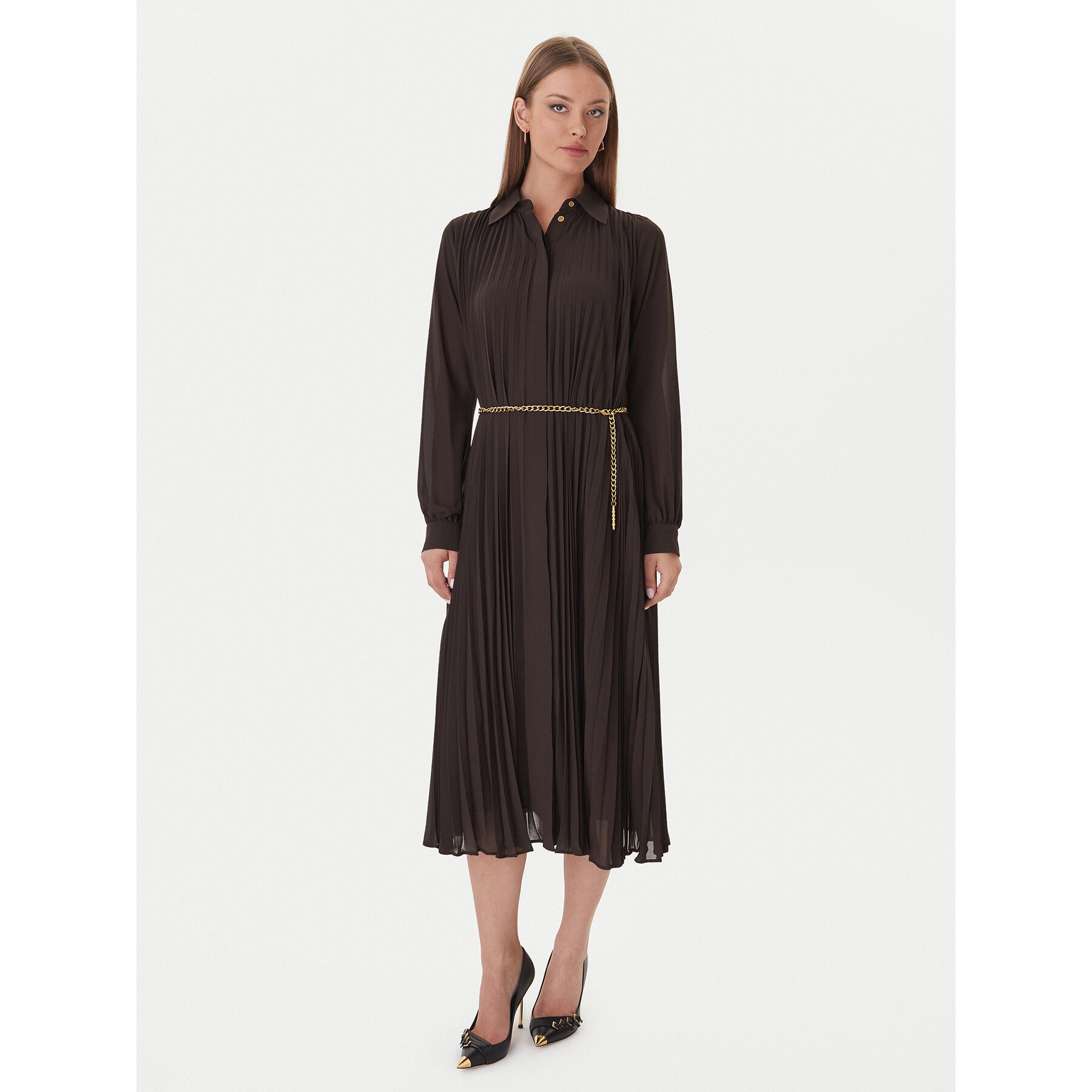 MICHAEL Michael Kors Hemdkleid MF5838A7R3 Braun Regular Fit