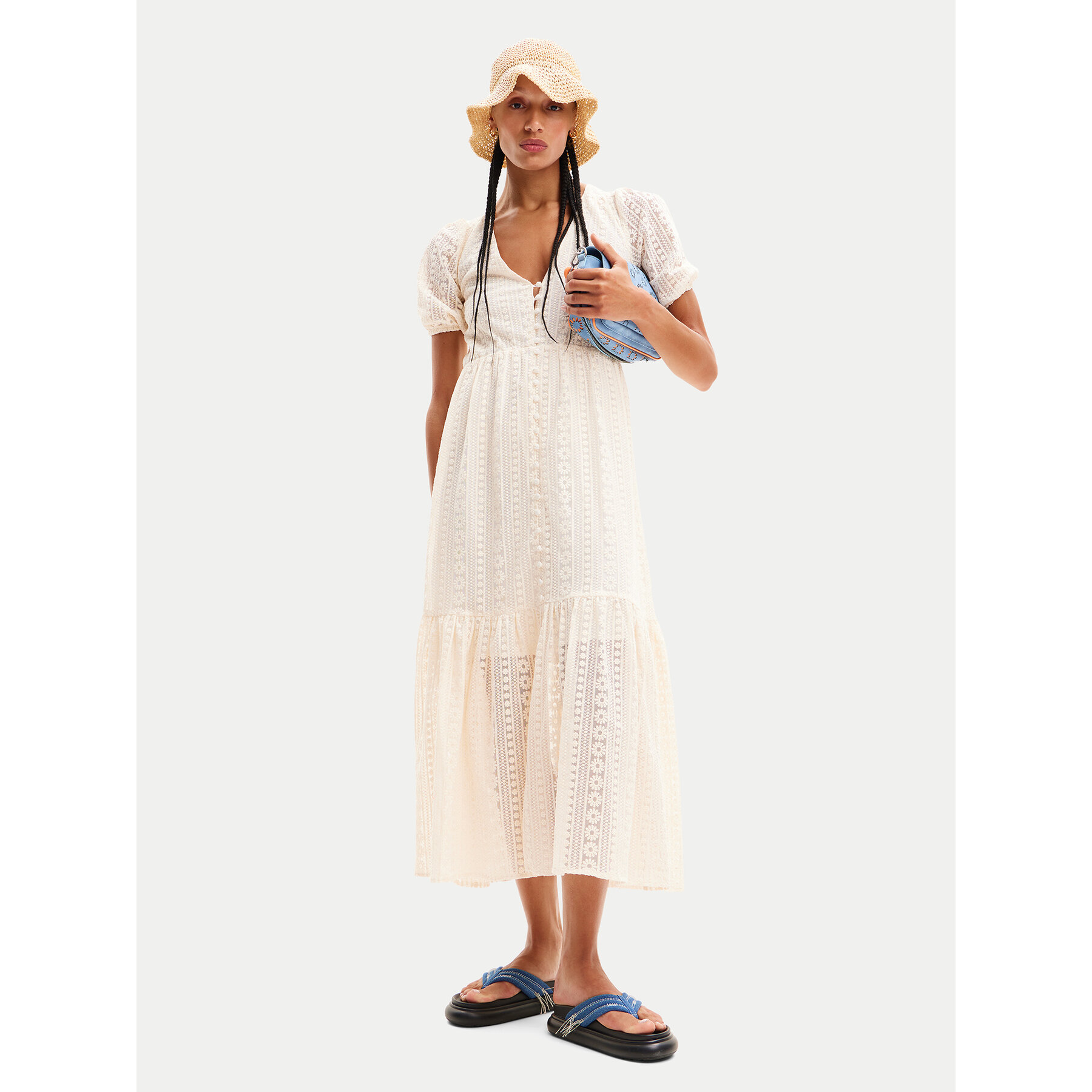 Desigual Sommerkleid Ottawa 24SWVW05 Weiß Regular Fit