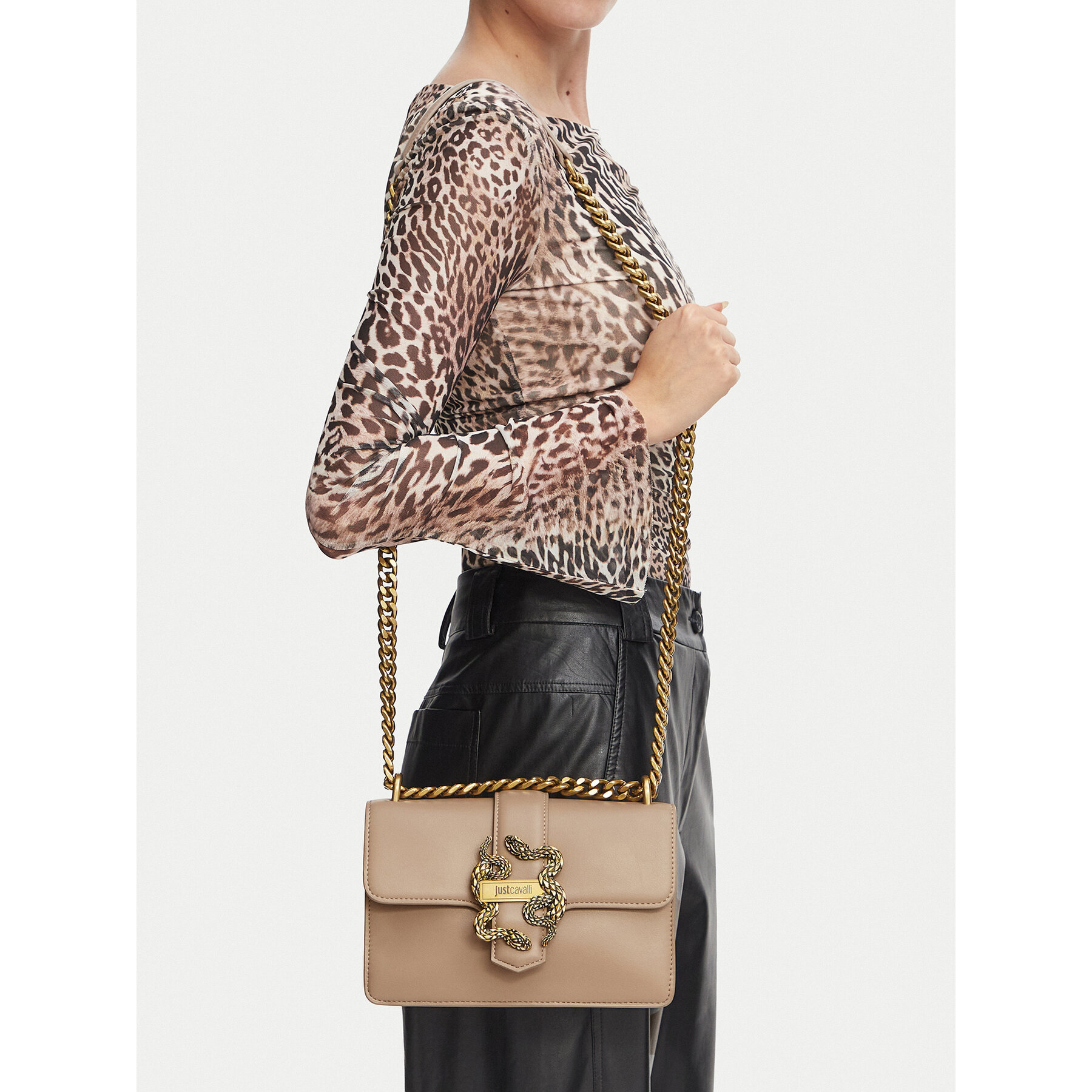 Torbica Just Cavalli Iconic Snakes 81RA4BAF ZSA89 Bež