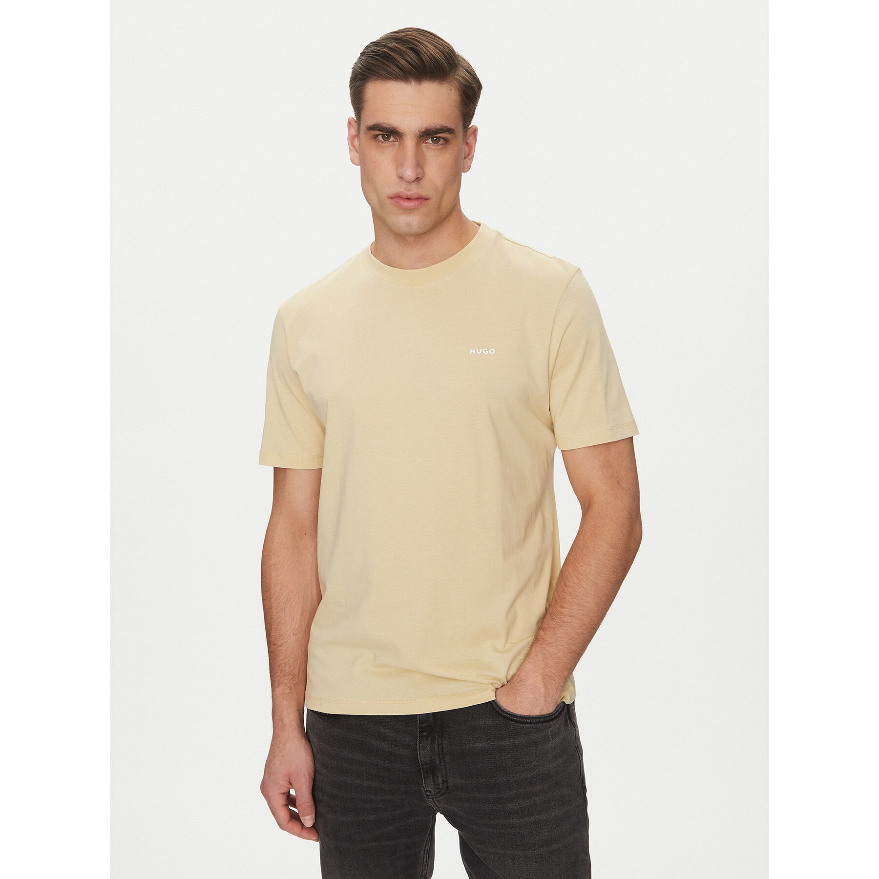 HUGO T-shirt Dero222 50466158 Beige Regular Fit