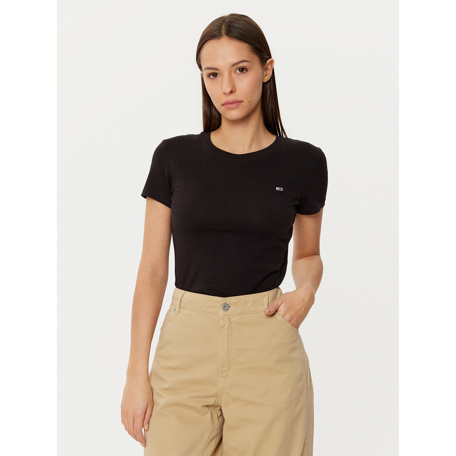 Tommy Jeans T-Shirt DW0DW20459 Μαύρο Slim Fit